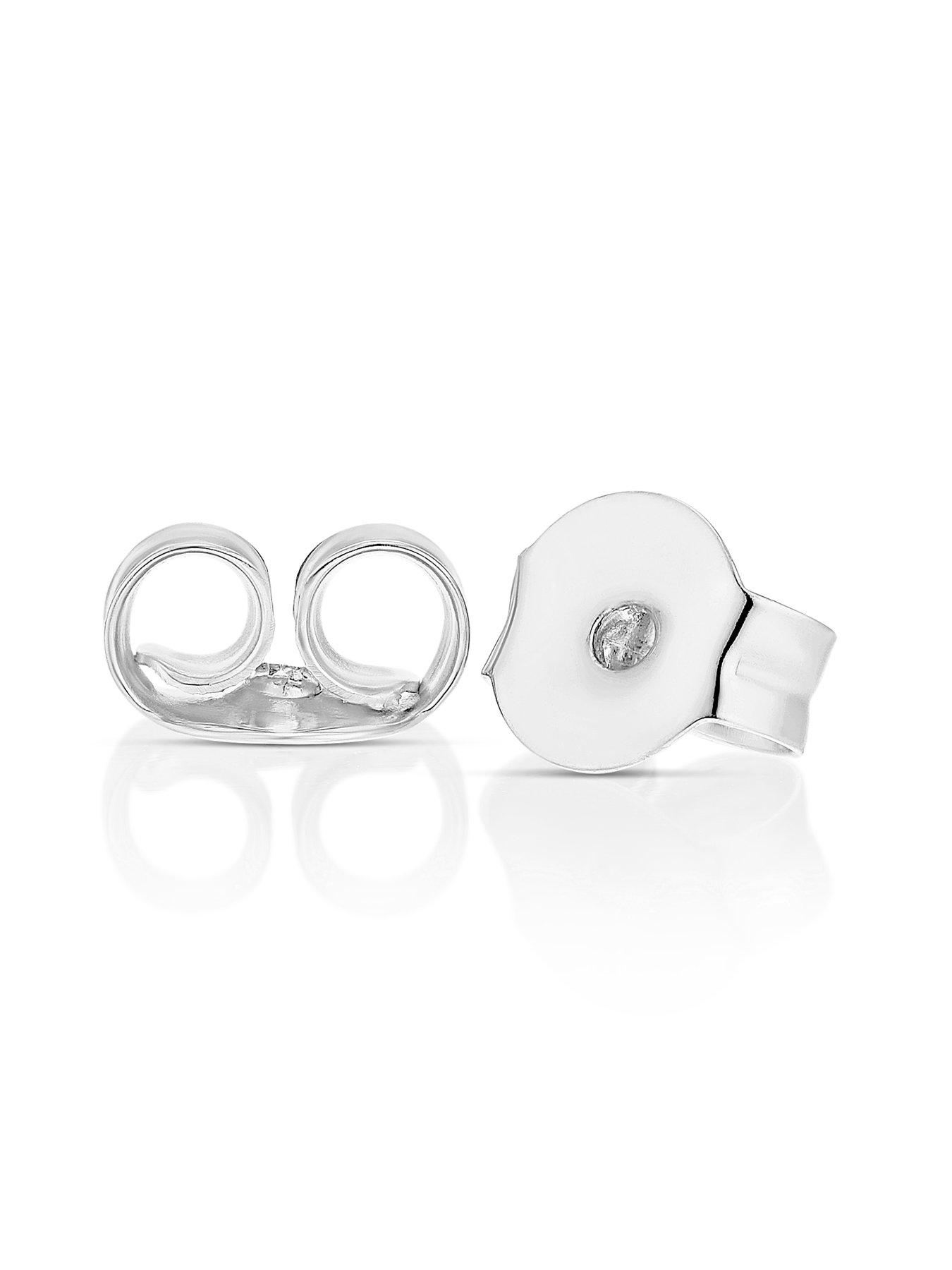 image of ernest-jones-sterling-silver-4mm-rubover-cubic-zirconia-stud-earrings