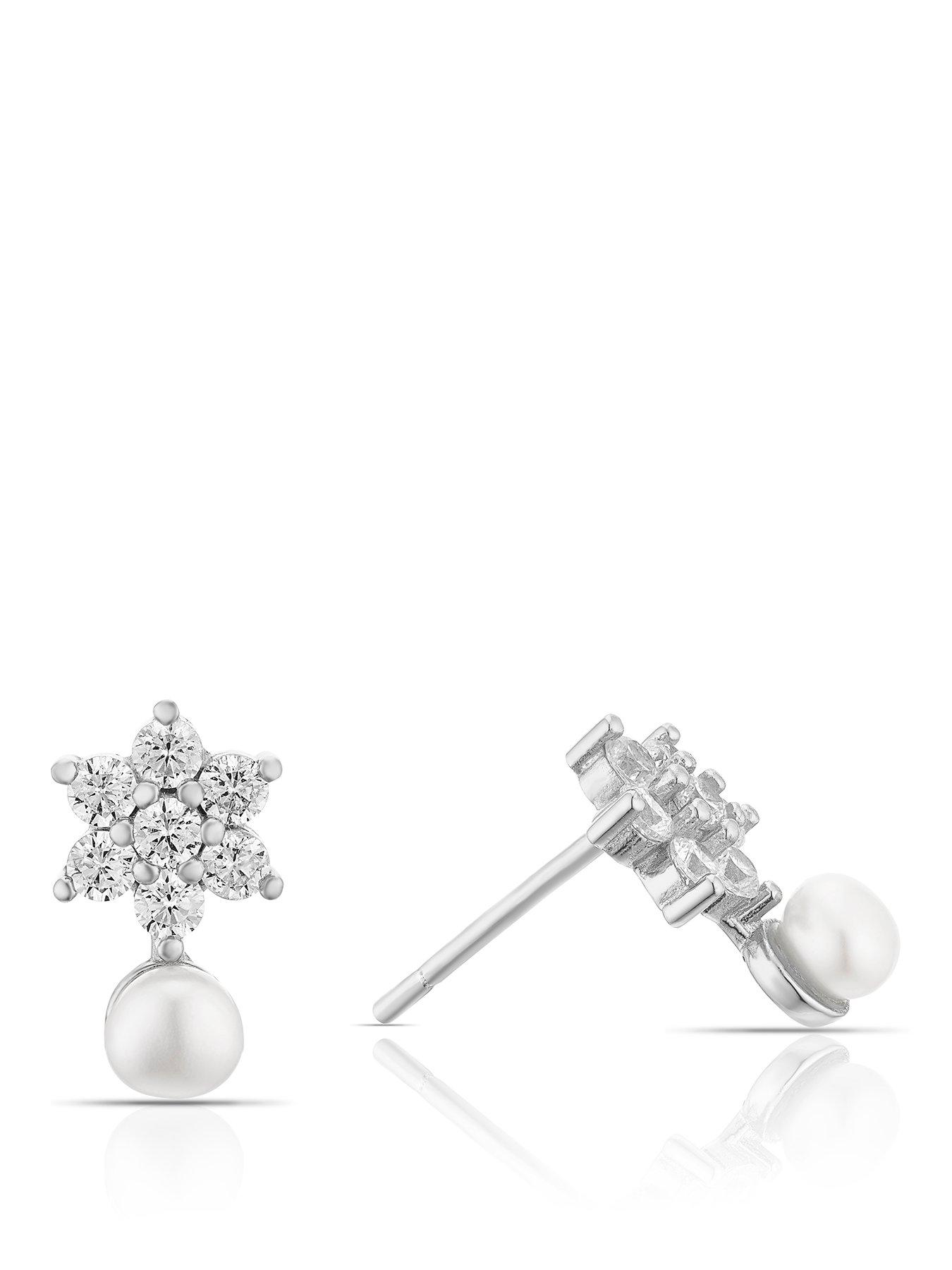  image of h-samuel-ss-cz-flower-pearl-earrings-one-colour