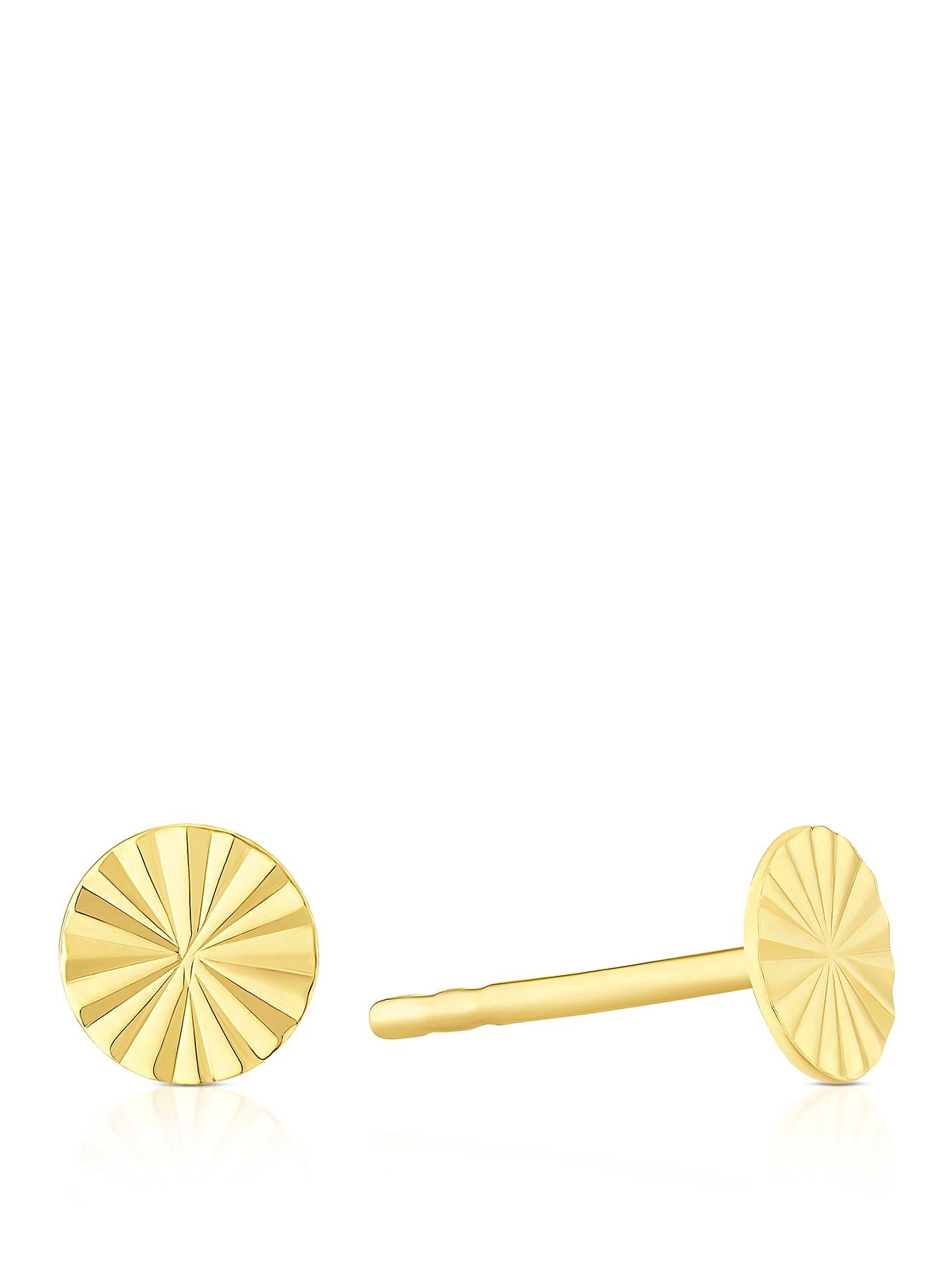undefined 9ct Gold Diacut Disc Studs - One Colour