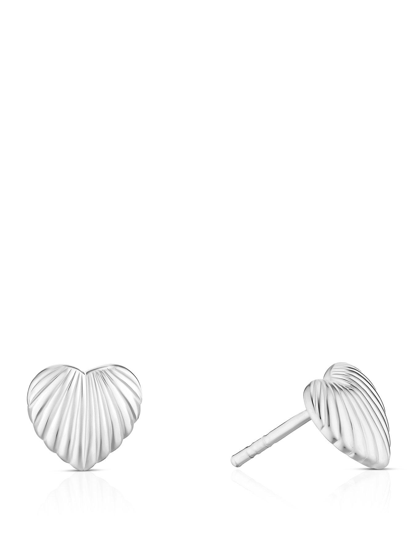 H. Samuel Sterling Silver Textured Heart Studs