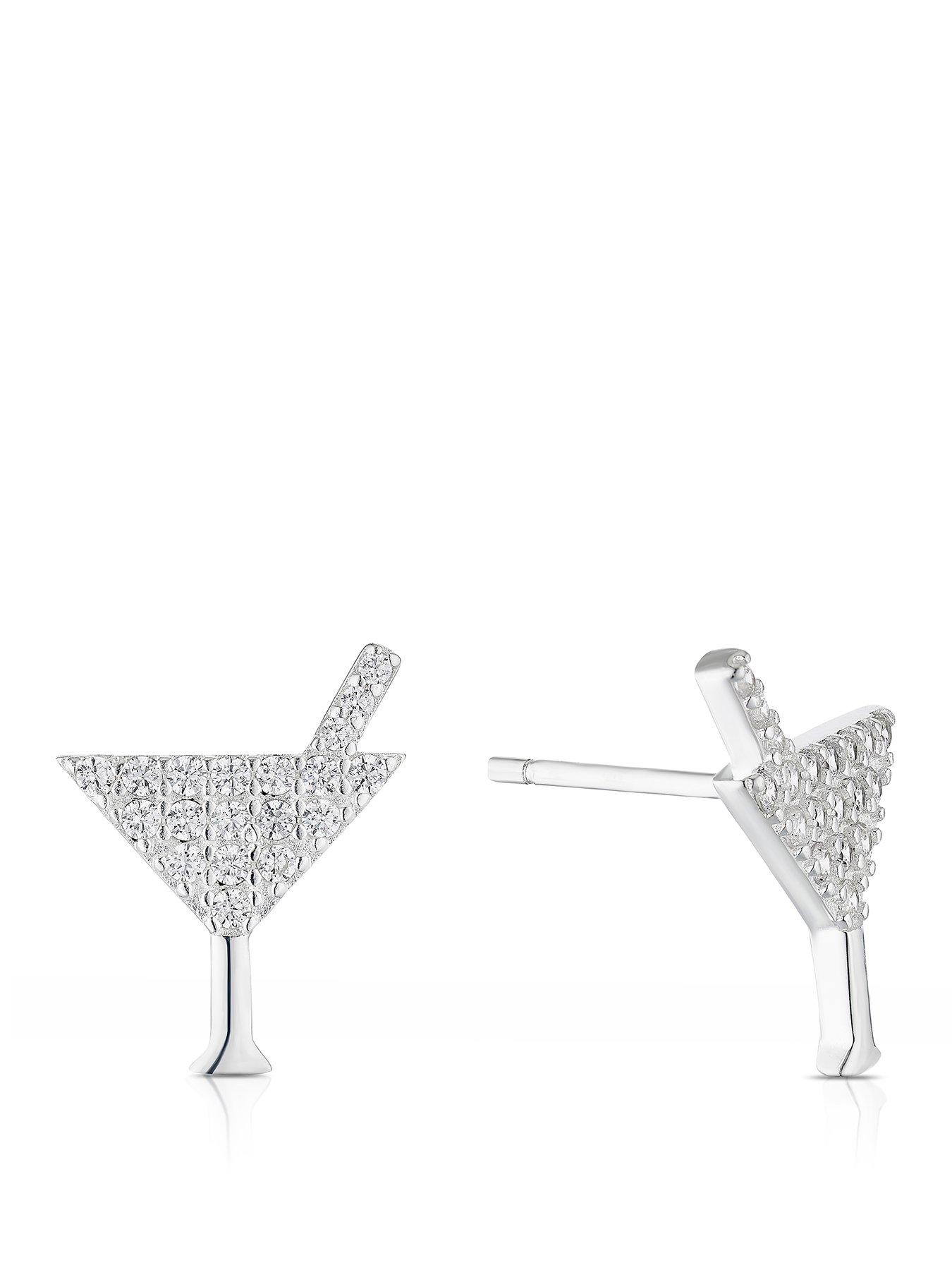 H. Samuel Sterling Silver Cubic Zirconia Cocktail Stud Earrings