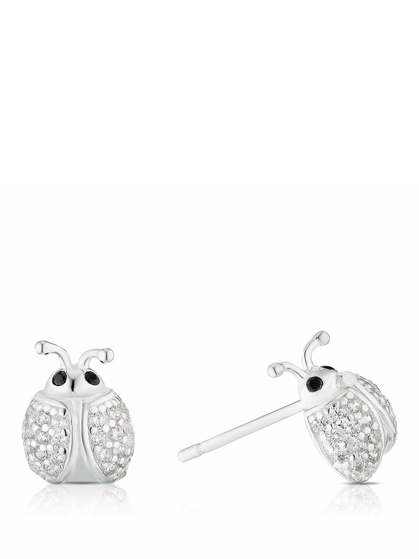 H. Samuel Sterling Silver CZ Ladybird Stud Earrings