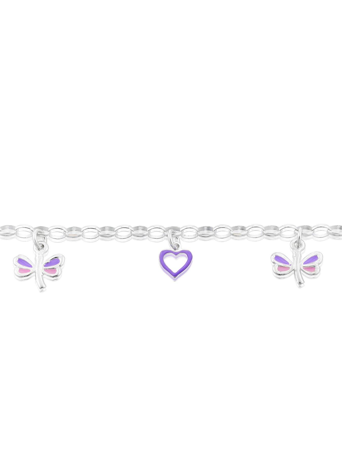 Image 2 of 3 of H. Samuel Sterling Silver Kid's Butterfly Heart Bracelet