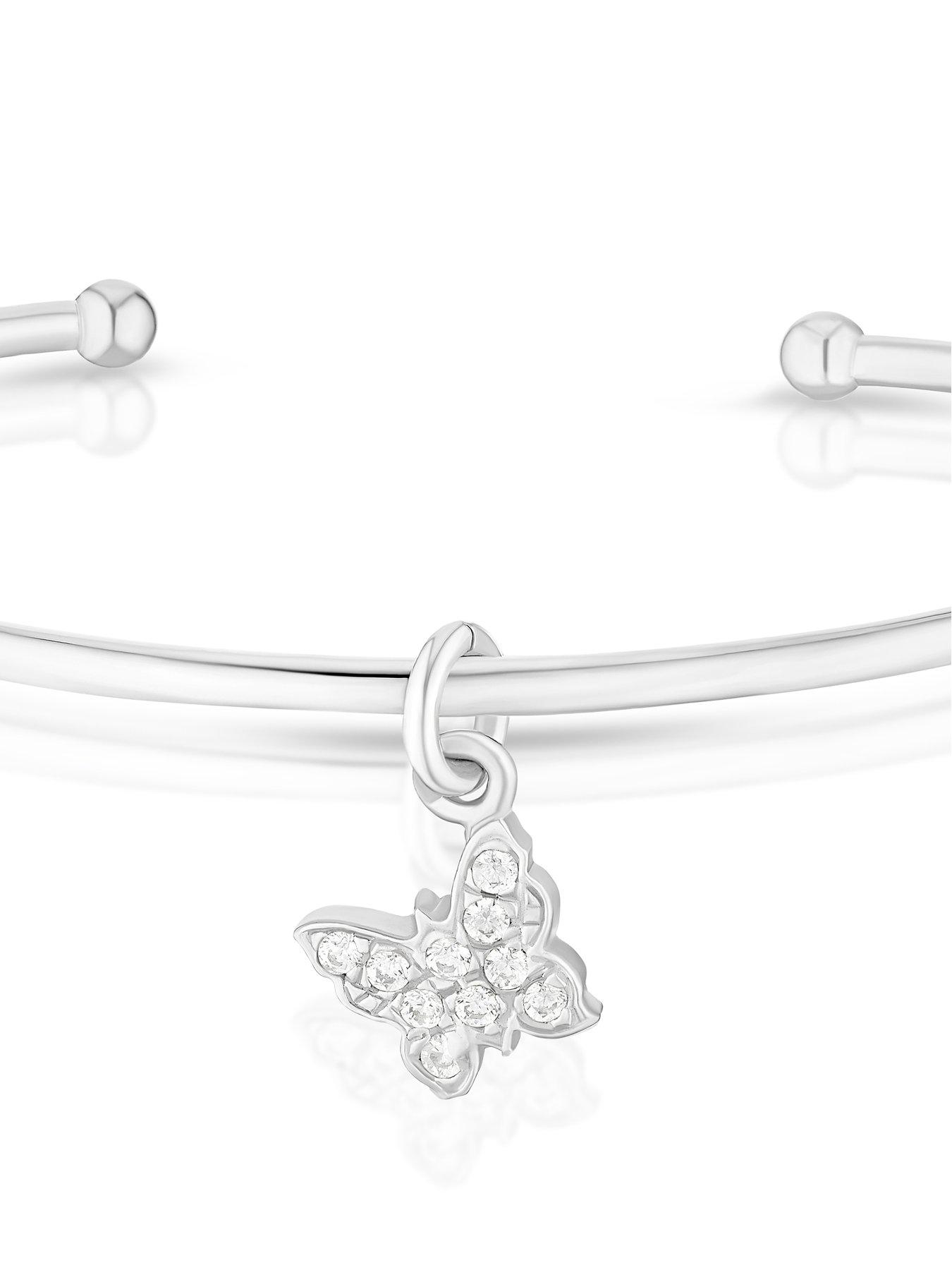 Image 2 of 3 of H. Samuel Children's Sterling Silver CZ Butterfly Charm Open Bangle