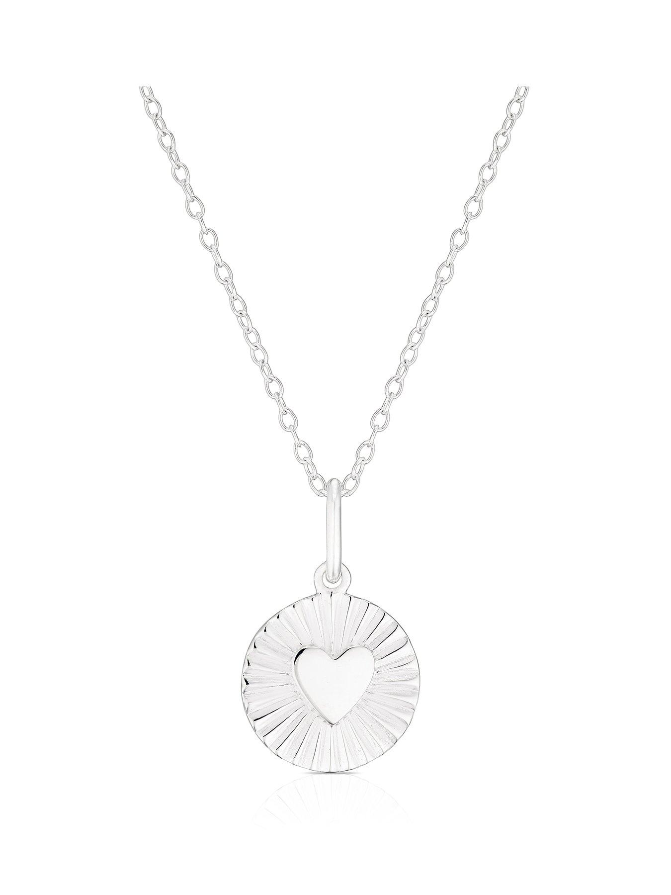 H. Samuel Silver Heart Disc Pendant Necklace