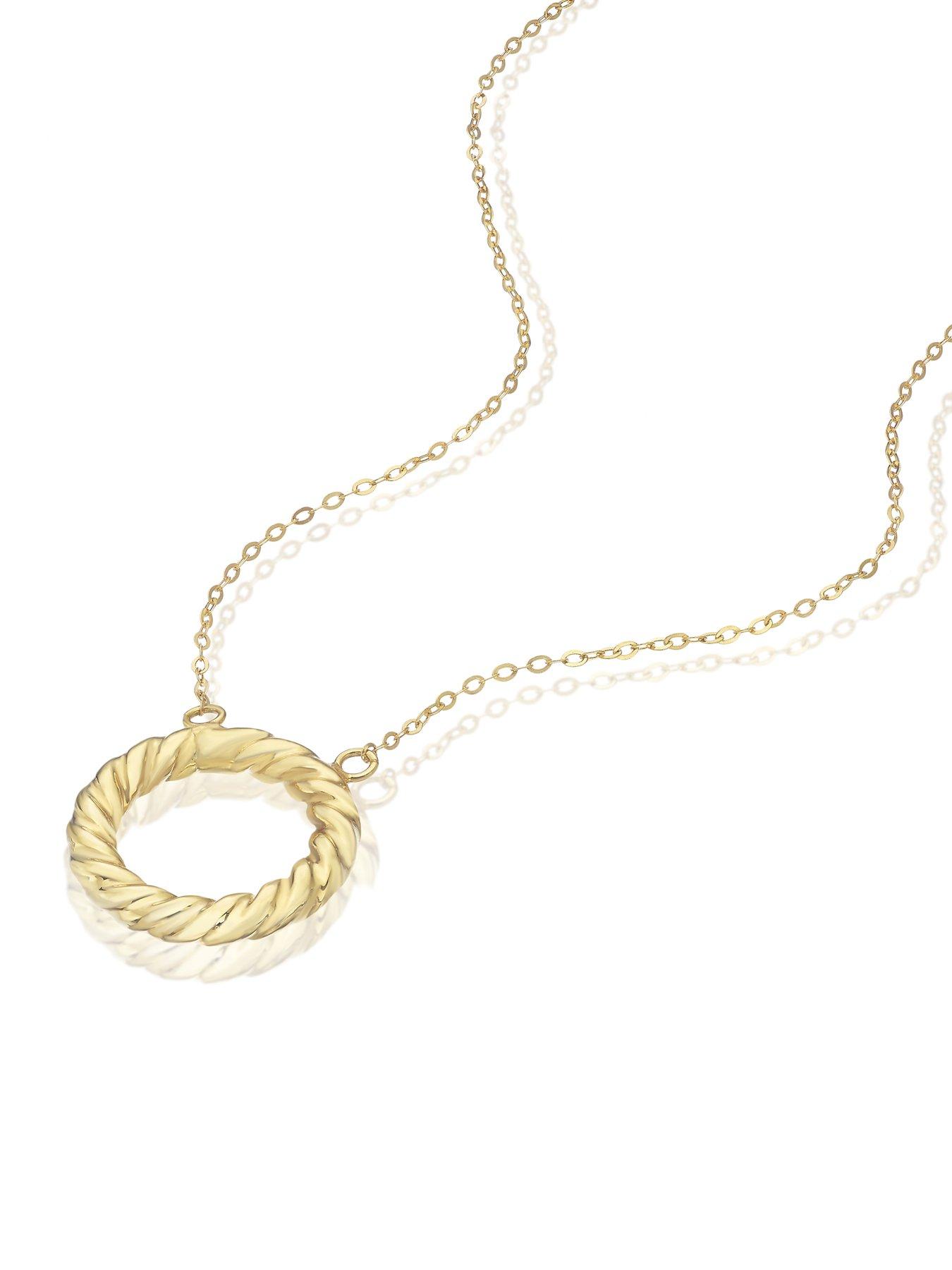 Image 2 of 3 of Ernest Jones 9ct Gold 18" Open Twist Circle Pendant Necklace