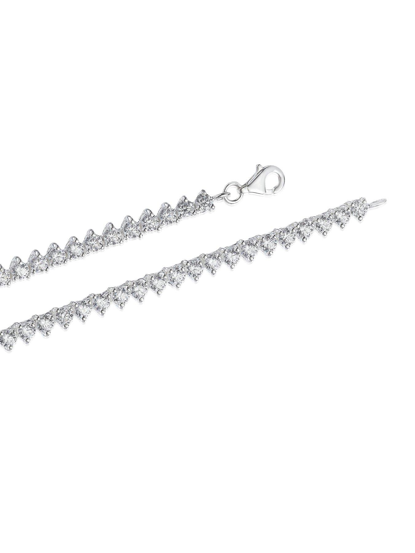 Image 3 of 3 of Ernest Jones Sterling Silver Graduated Cz Necklace - One Colour
