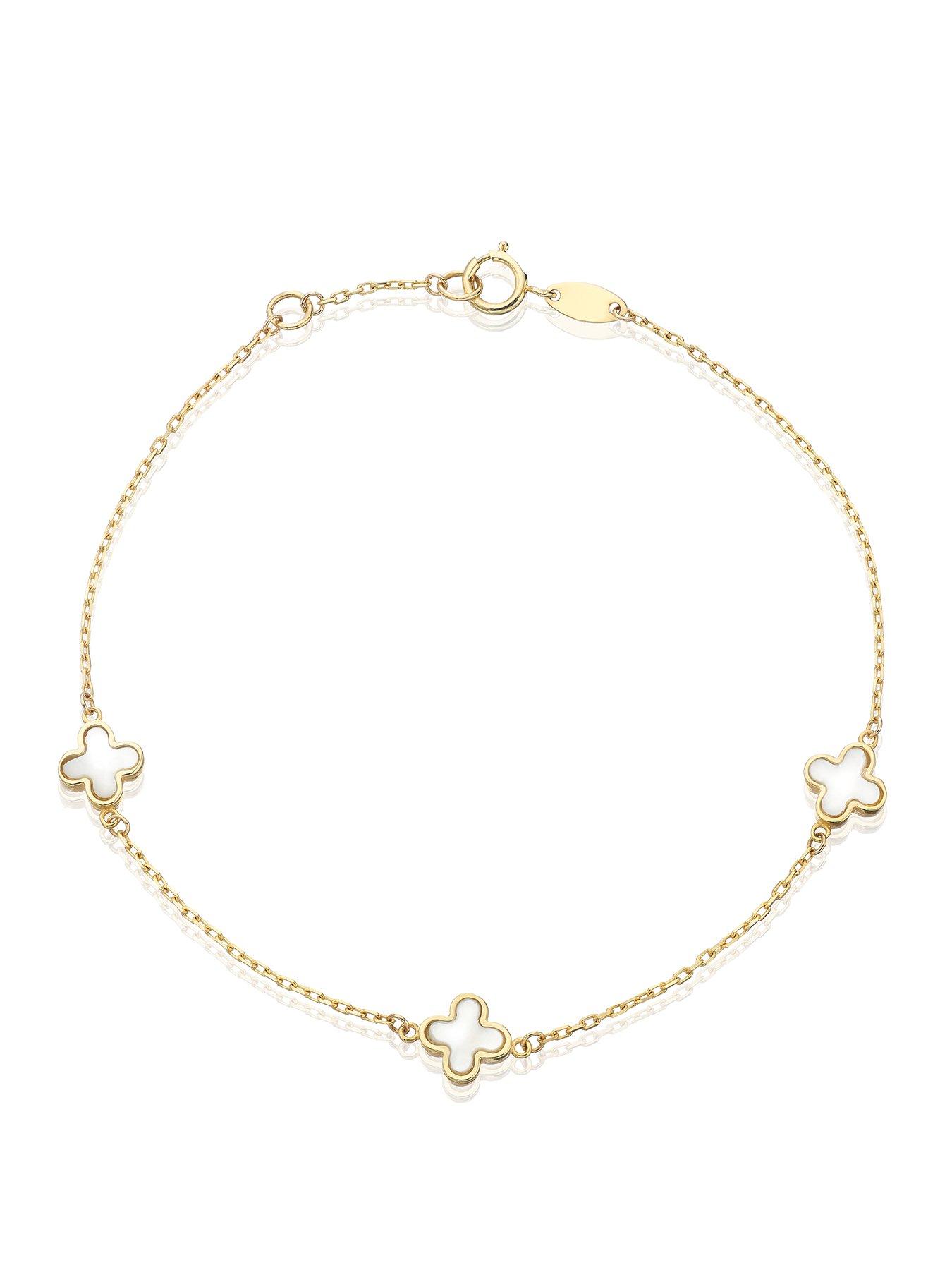 H. Samuel 9Ct Gold Mother Of Pearl Petal Bracelet - One Colour