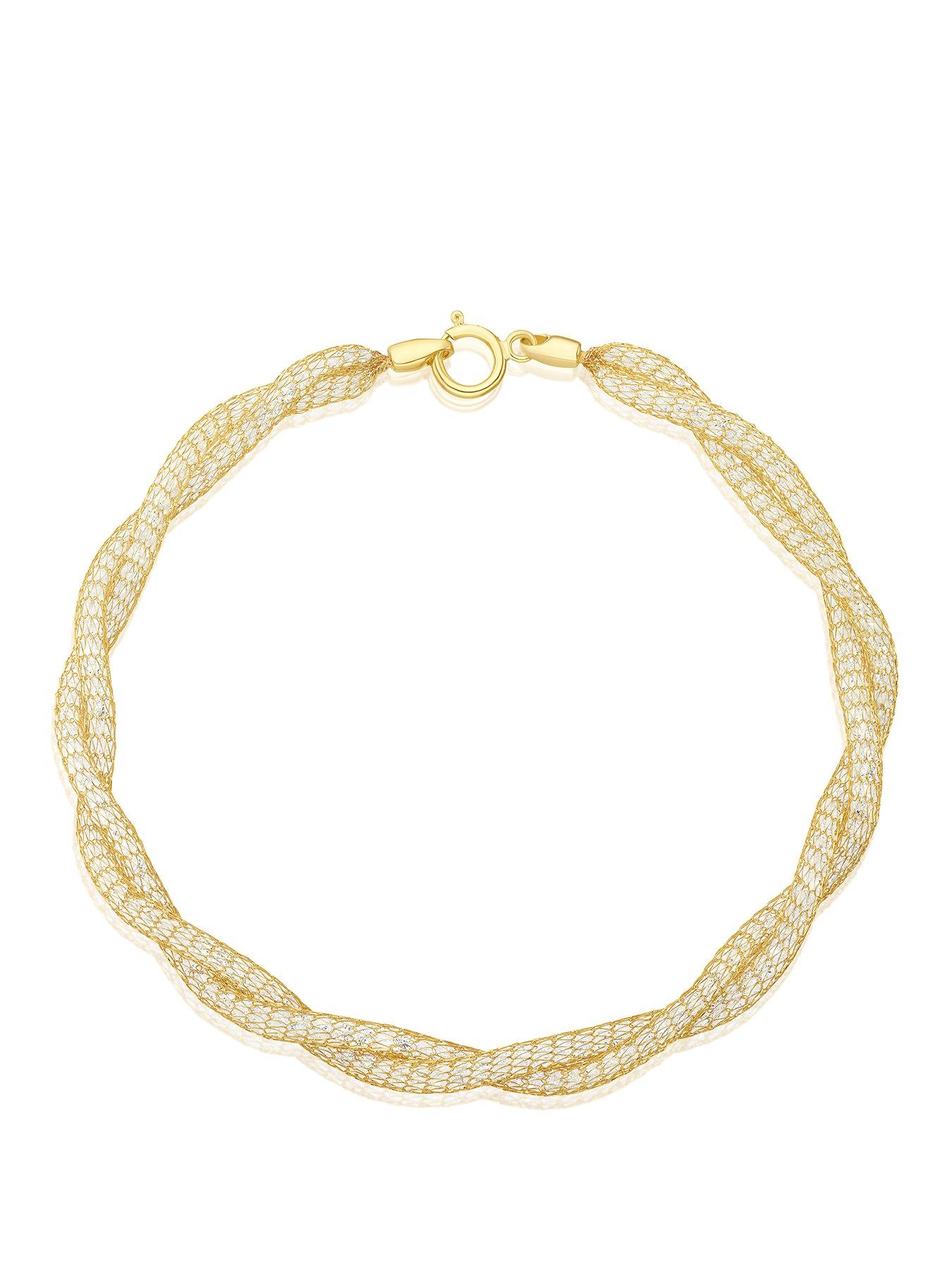 Image 1 of 3 of Ernest Jones 9ct Gold 7.5" Twist Cubic Zirconia Bracelet