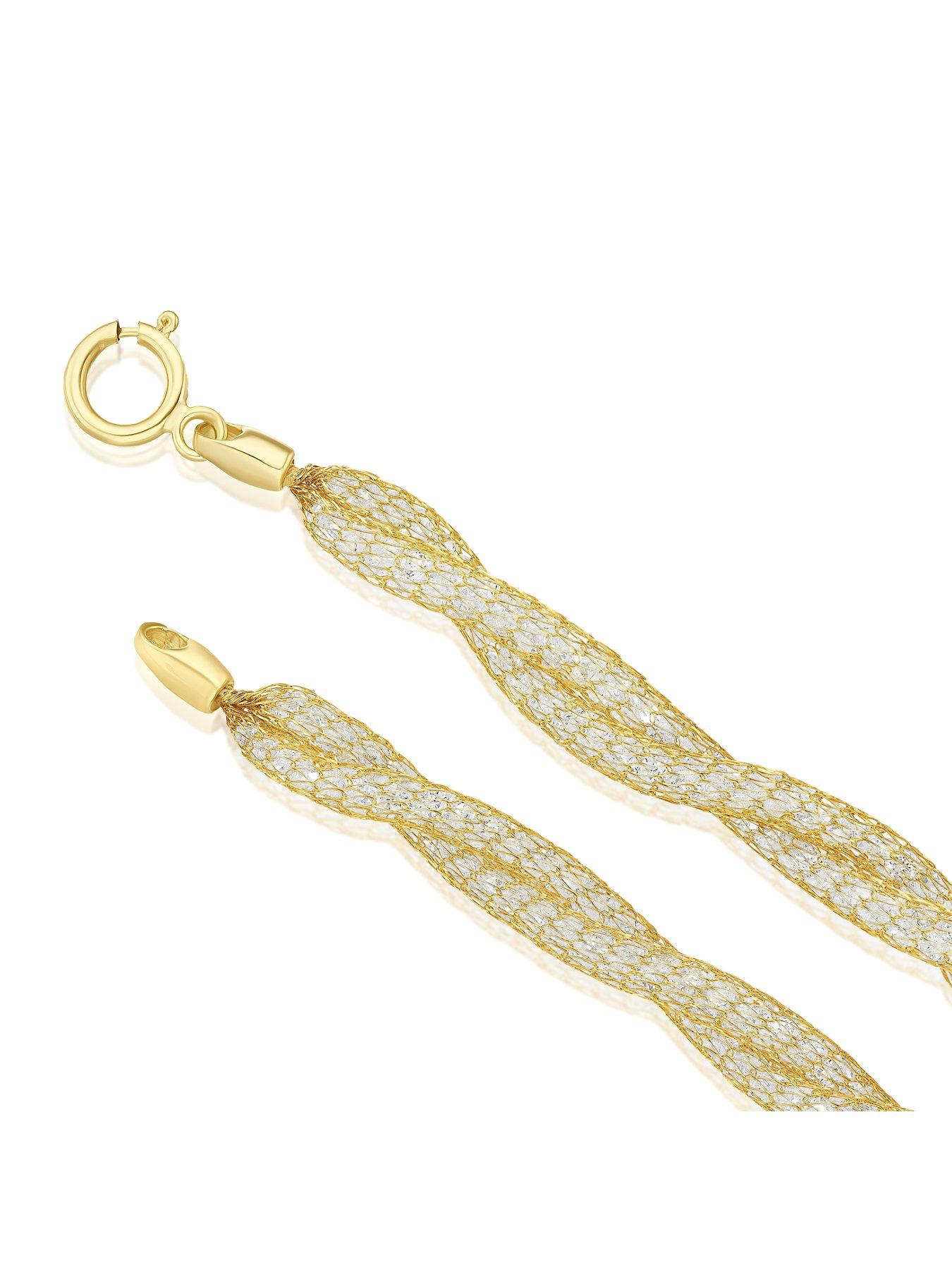 Image 3 of 3 of Ernest Jones 9ct Gold 7.5" Twist Cubic Zirconia Bracelet