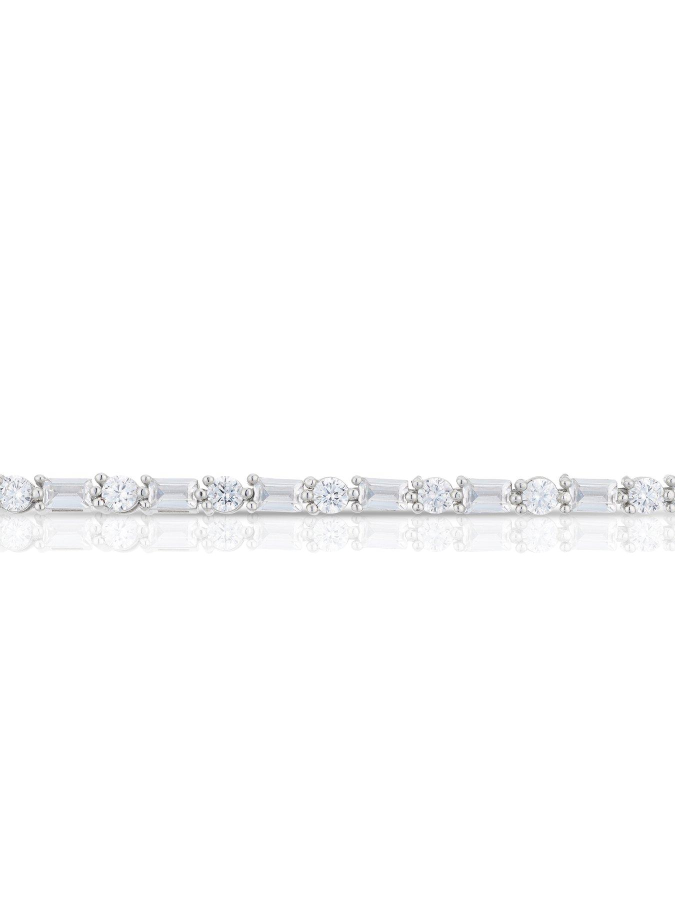 Image 2 of 3 of H. Samuel Emmy London Platinum Plated Sterling Silver Baguette &amp; Round CZ Tennis Bracelet