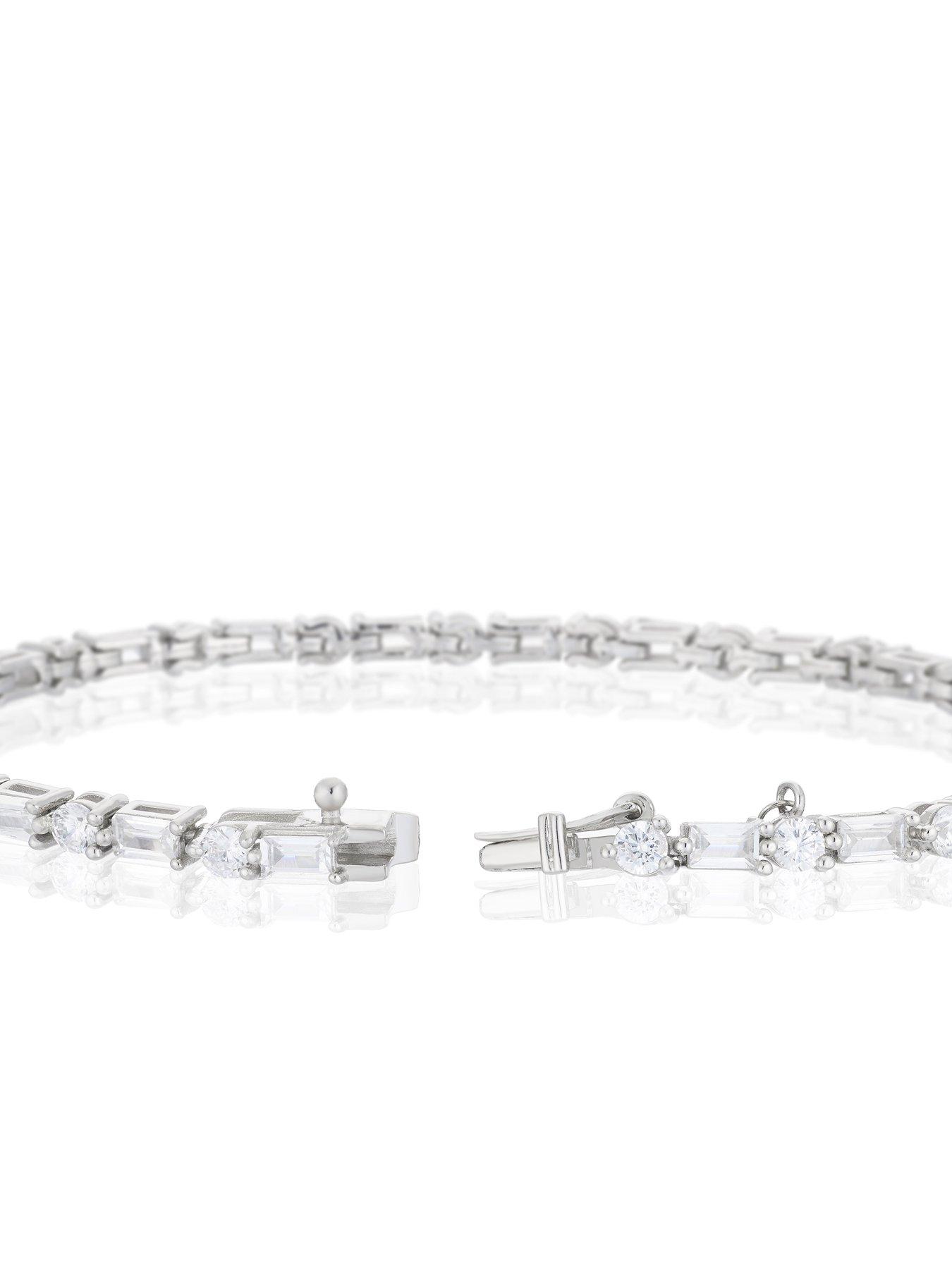 Image 3 of 3 of H. Samuel Emmy London Platinum Plated Sterling Silver Baguette &amp; Round CZ Tennis Bracelet