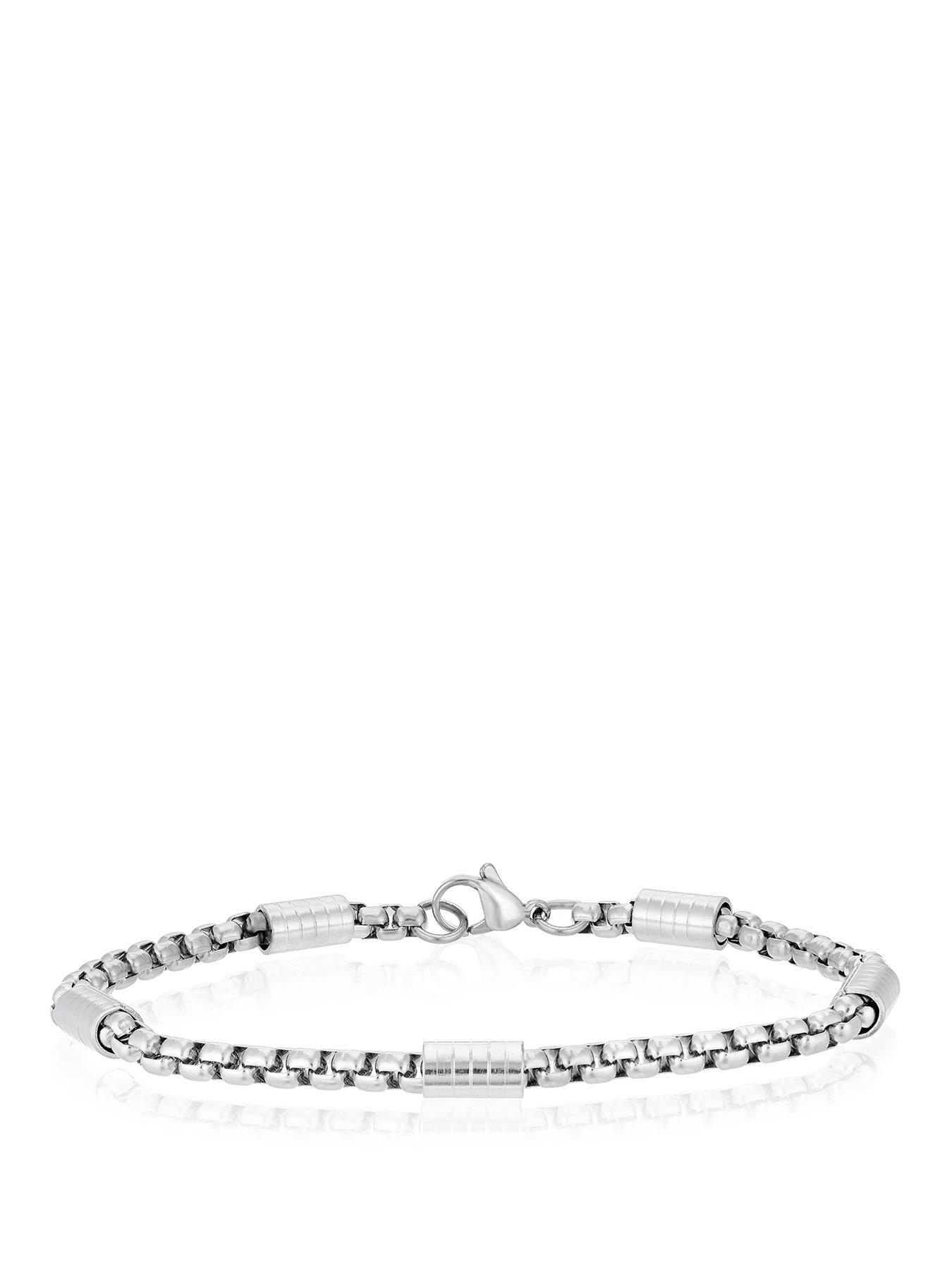 Image 1 of 3 of H. Samuel Men's Stainless Steel Bar Station Bracelet