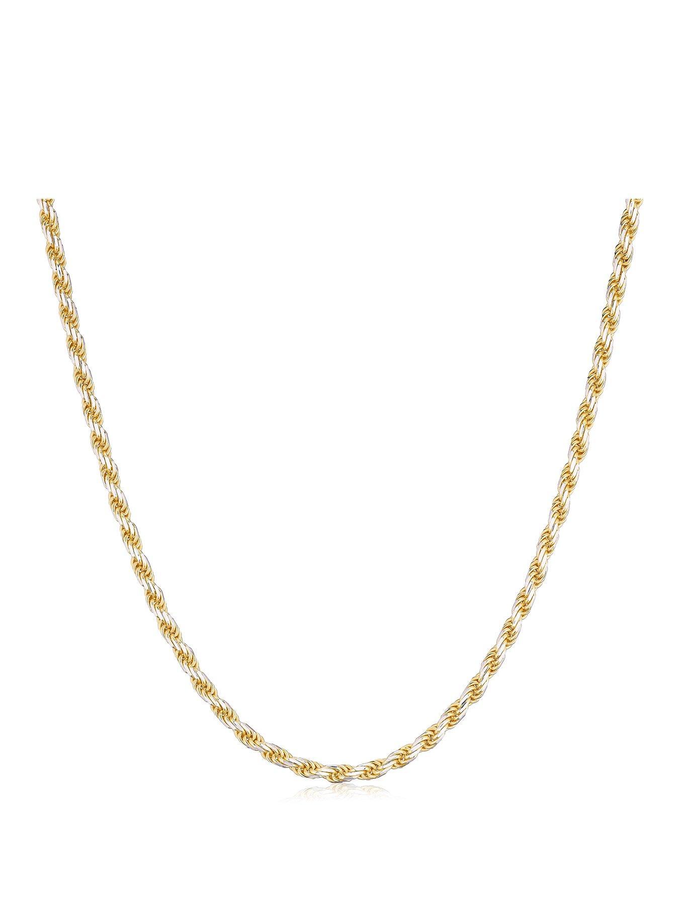 H. Samuel Sterling Silver  &  Yellow Gold Plated Twisted 16" Rope Chain