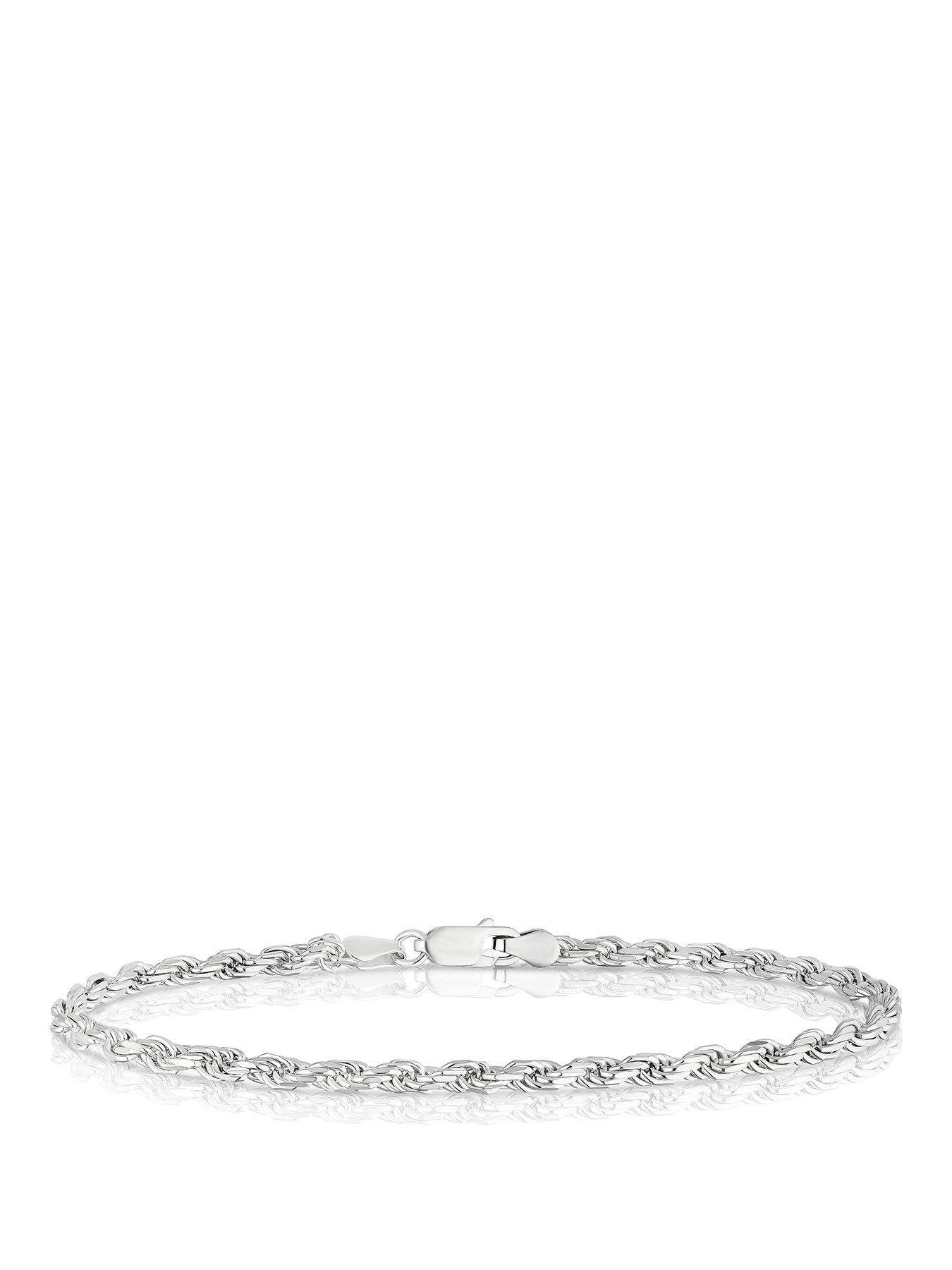 Ernest Jones Sterling Silver 8.5" Rope Chain Bracelet