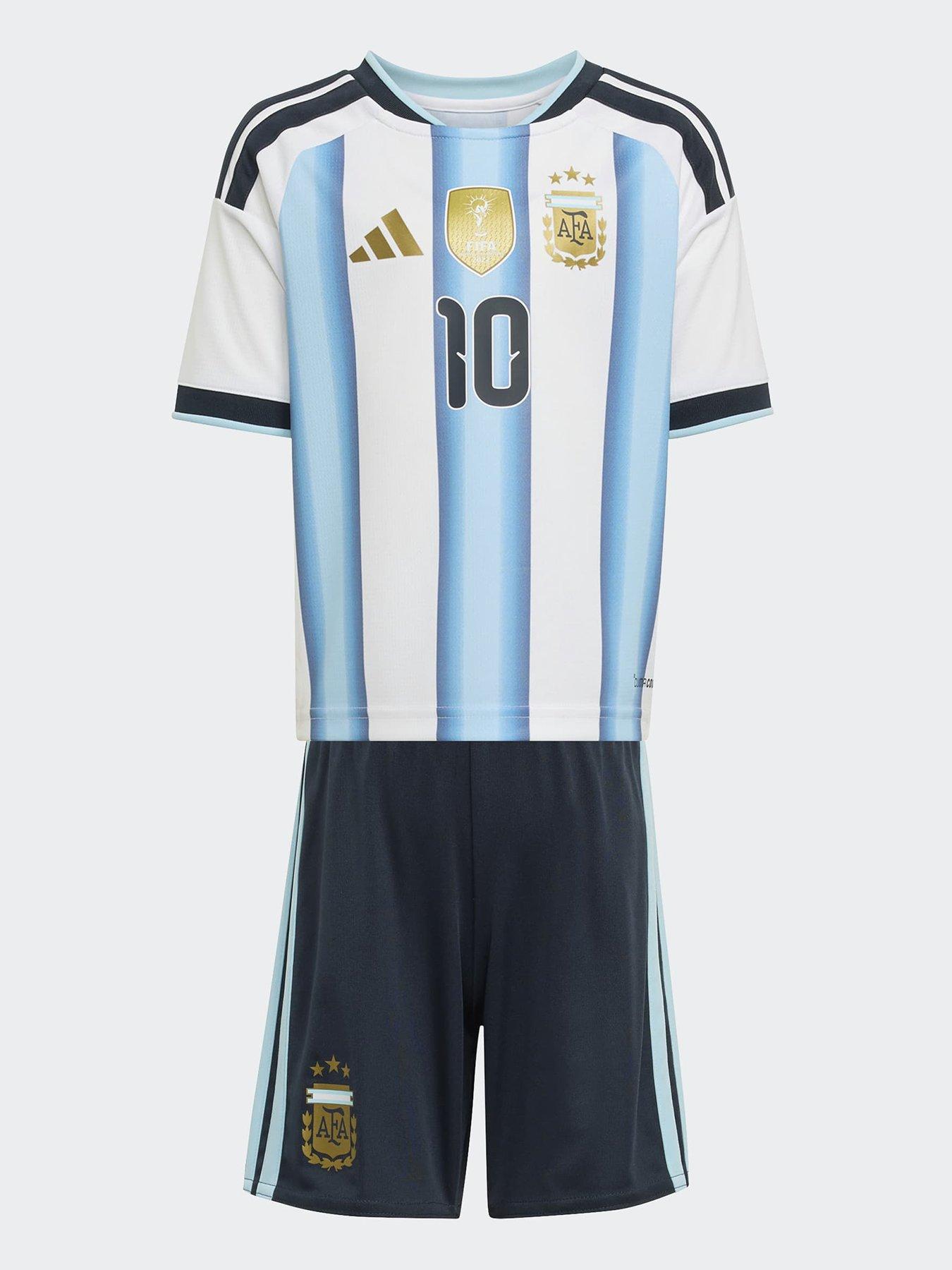 adidas Junior Argentina Replica 26 Home Mini Football Kit - White/blue