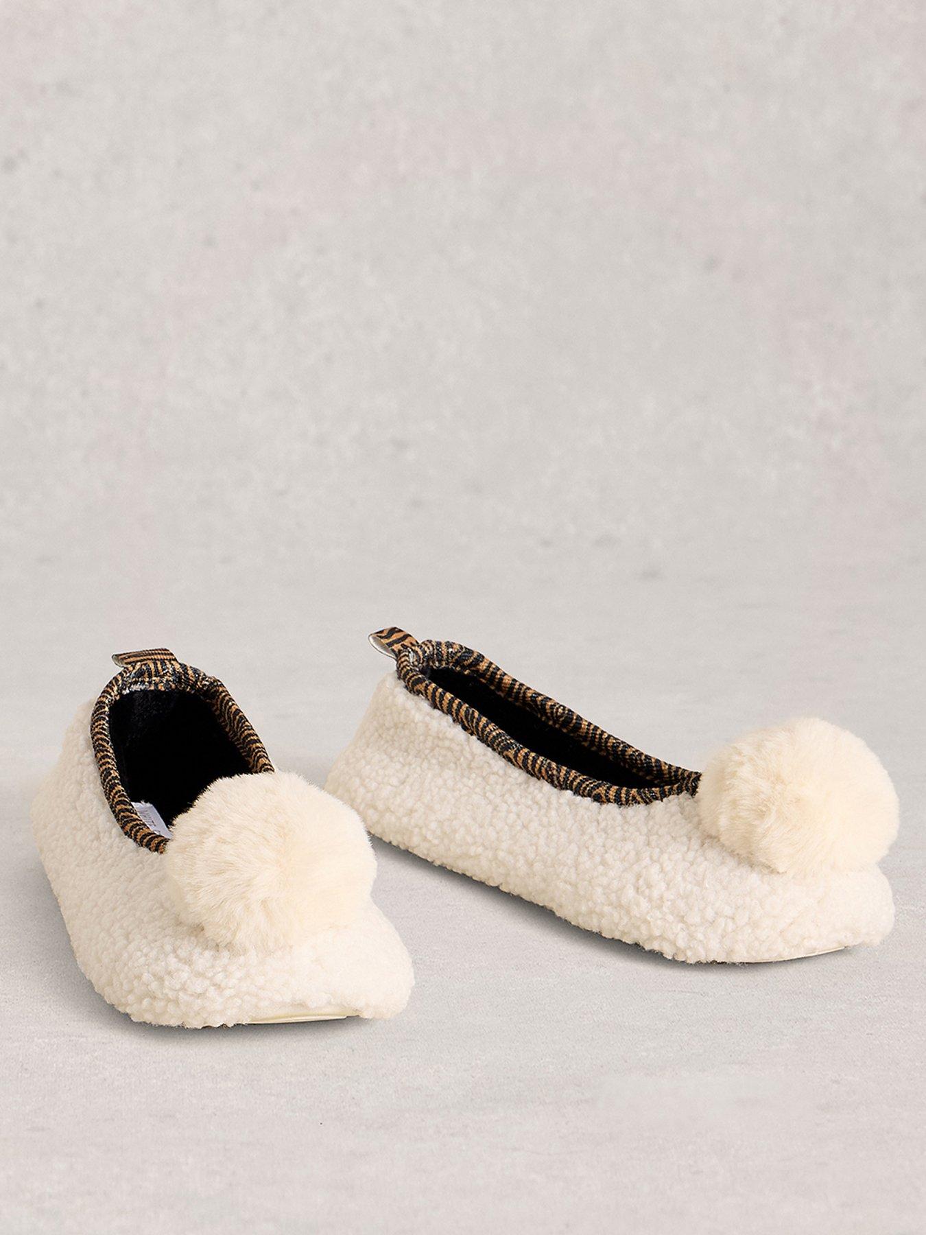  image of white-stuff-pom-ballet-slipper-cream