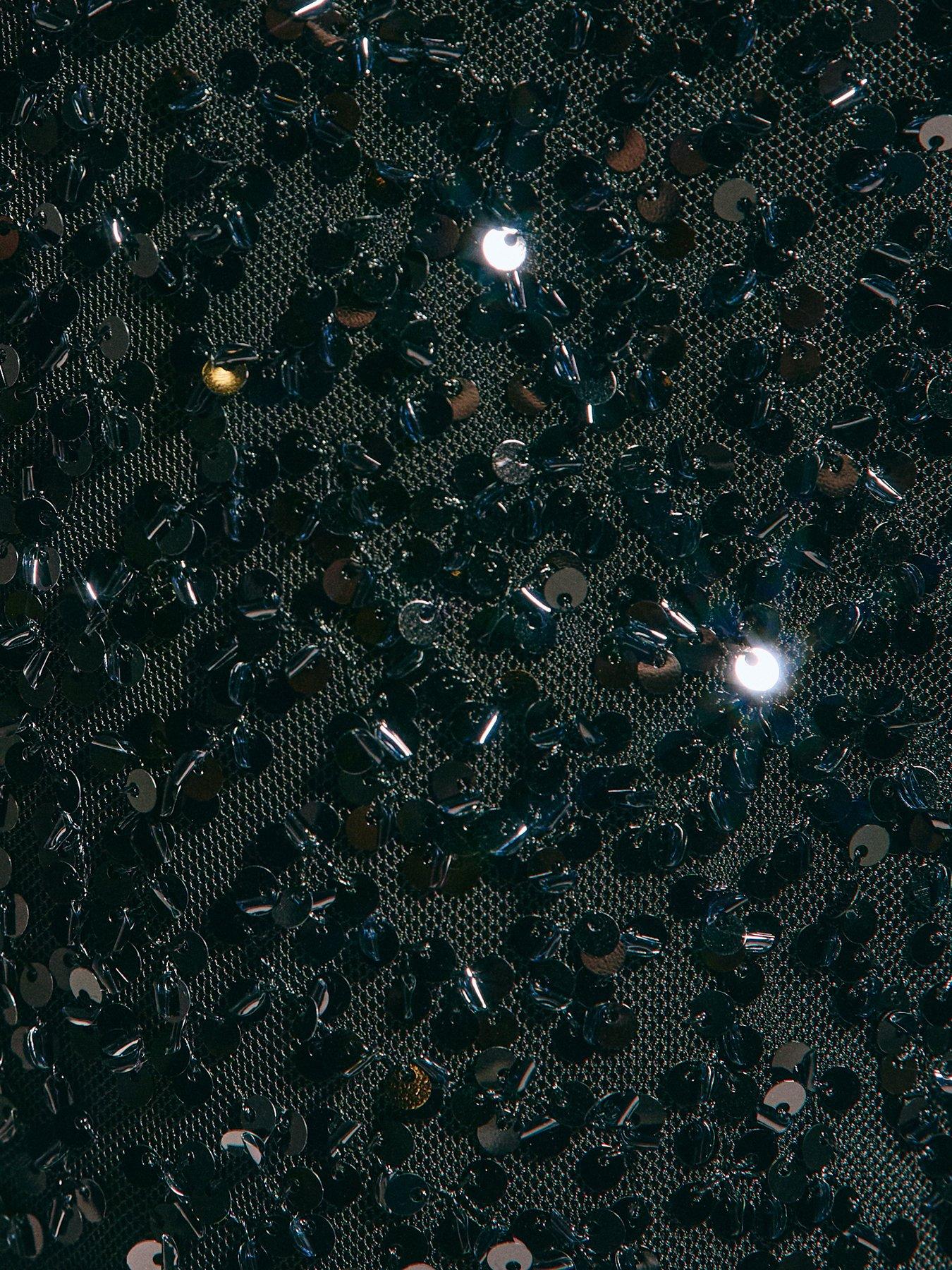  image of new-look-sequin-flared-trousers-black