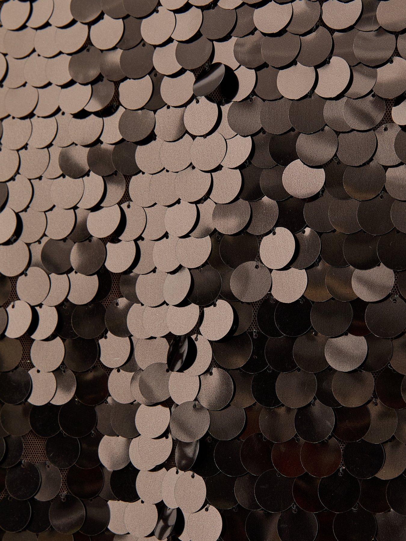  image of new-look-sequin-midi-skirt-dark-brown