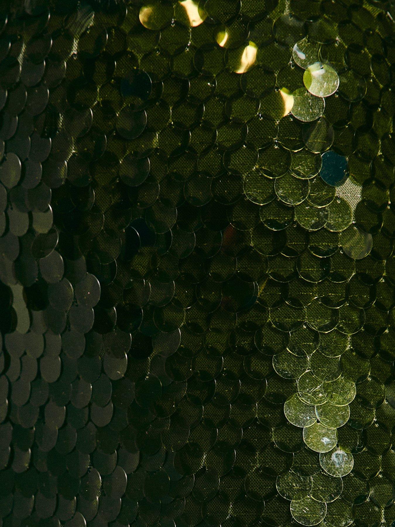  image of new-look-khaki-sequin-midi-skirt