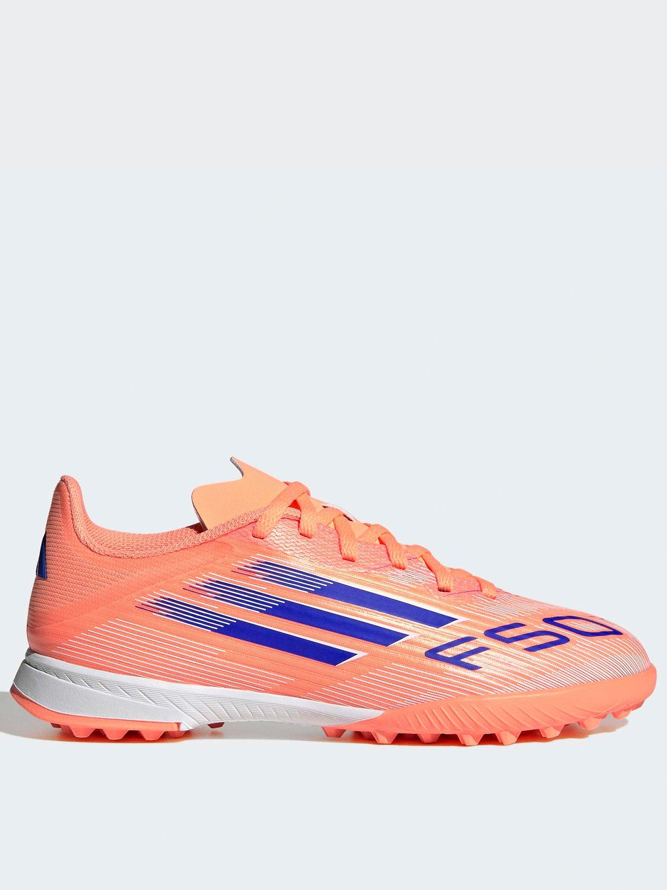 front image of adidas-junior-f50-league-astro-turf-football-boot-orange