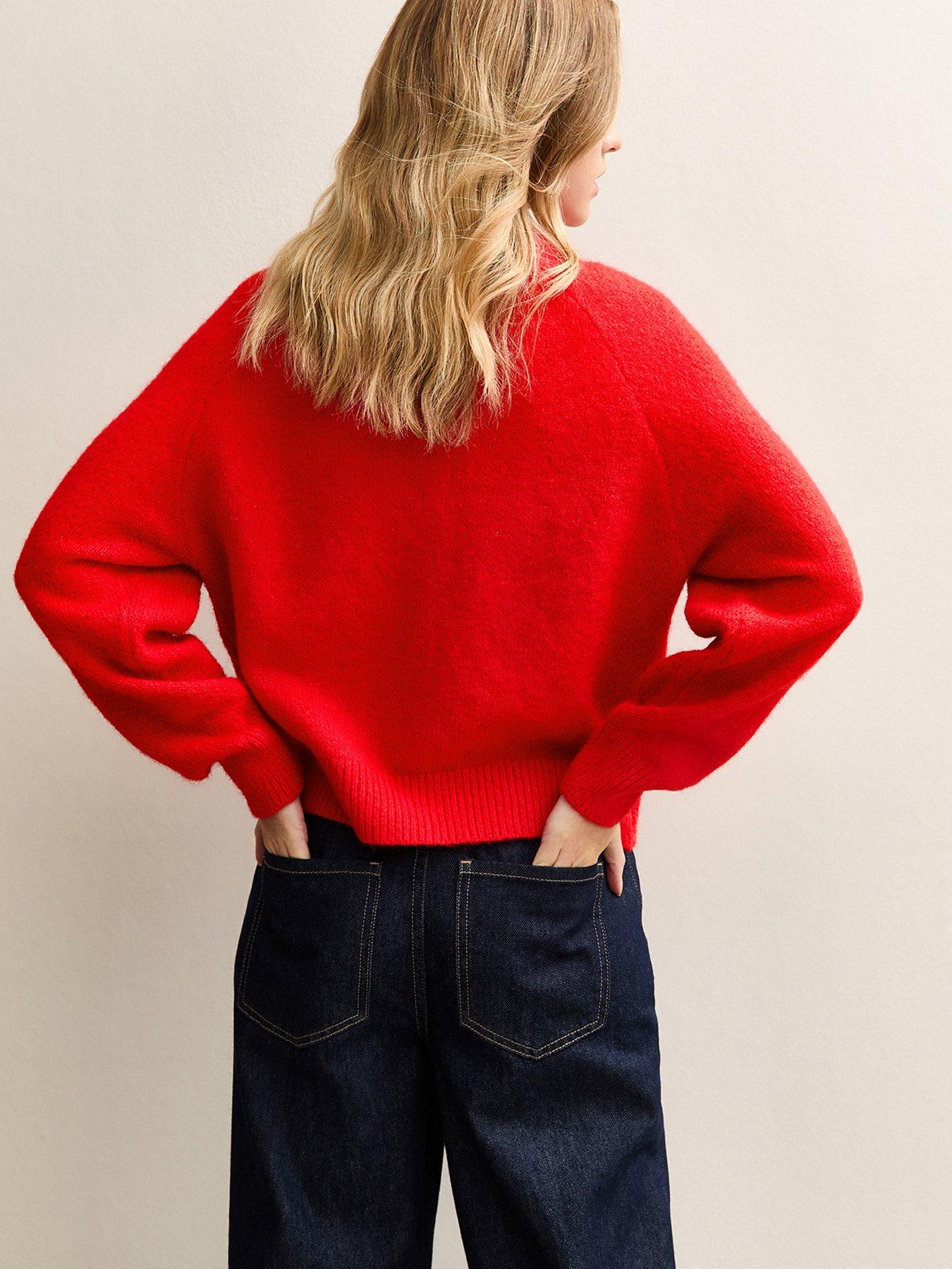  image of new-look-bright-red-double-pocket-cardigan