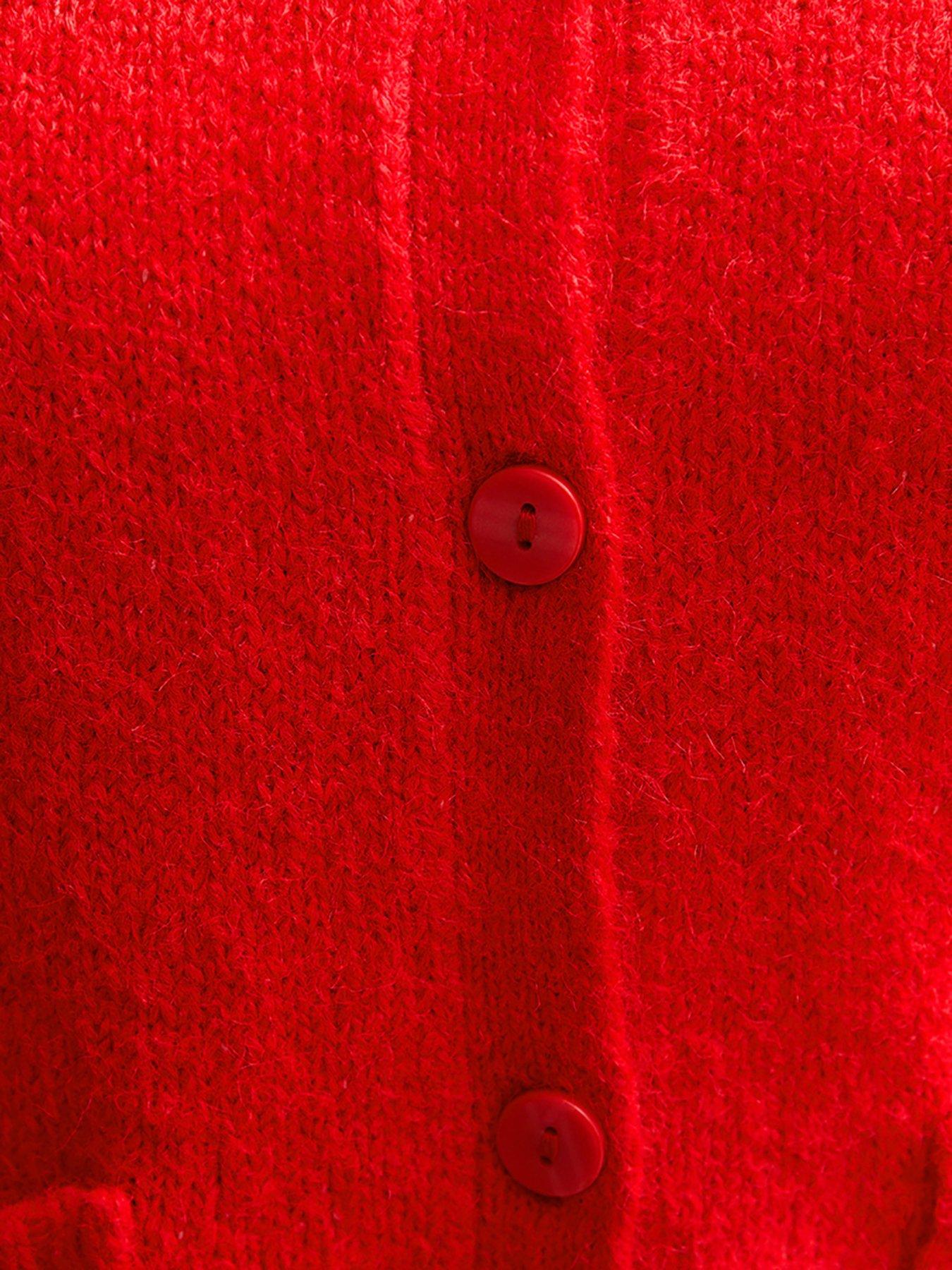  image of new-look-bright-red-double-pocket-cardigan