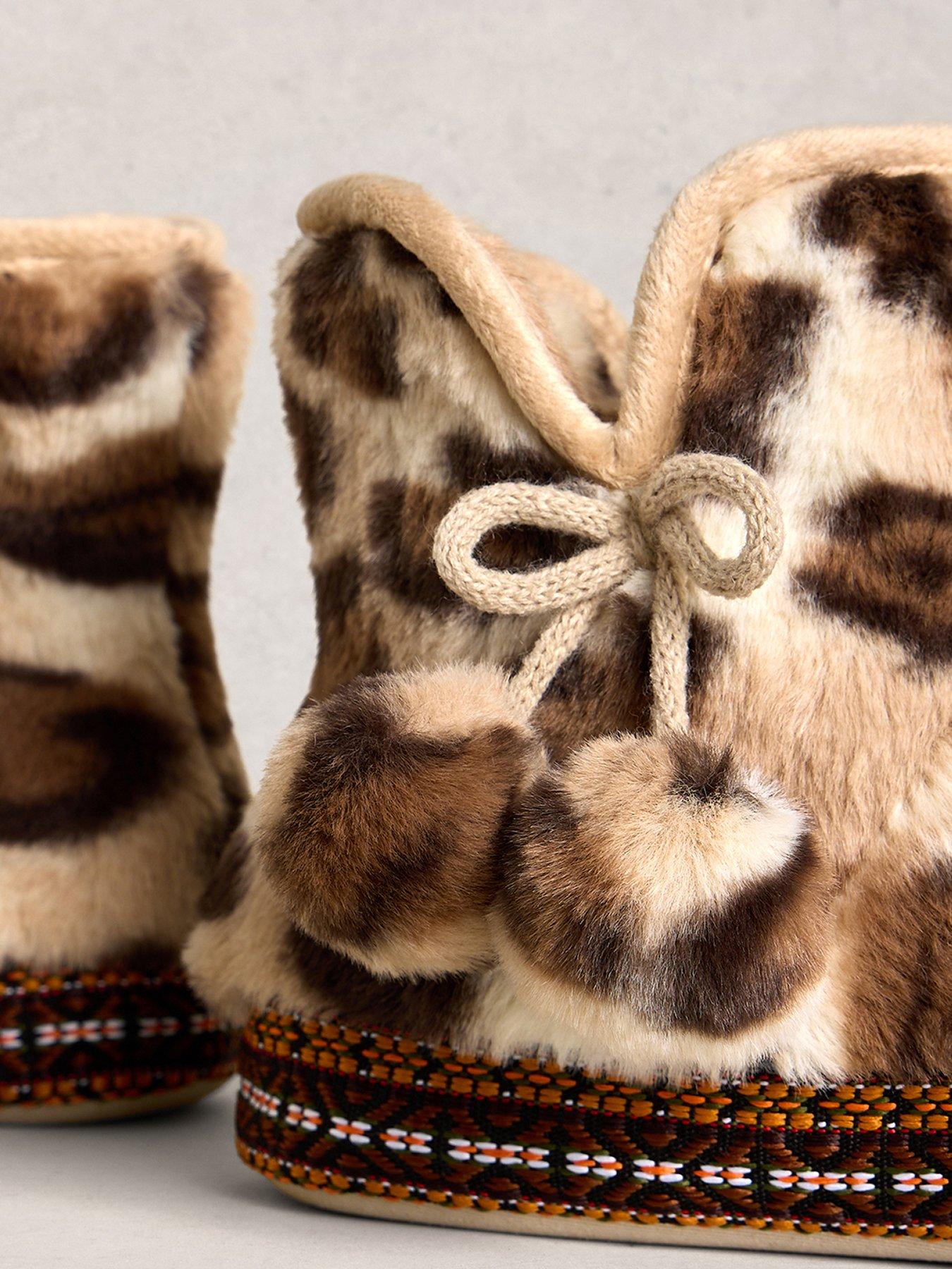  image of white-stuff-faux-fur-bootie-slipper-multi