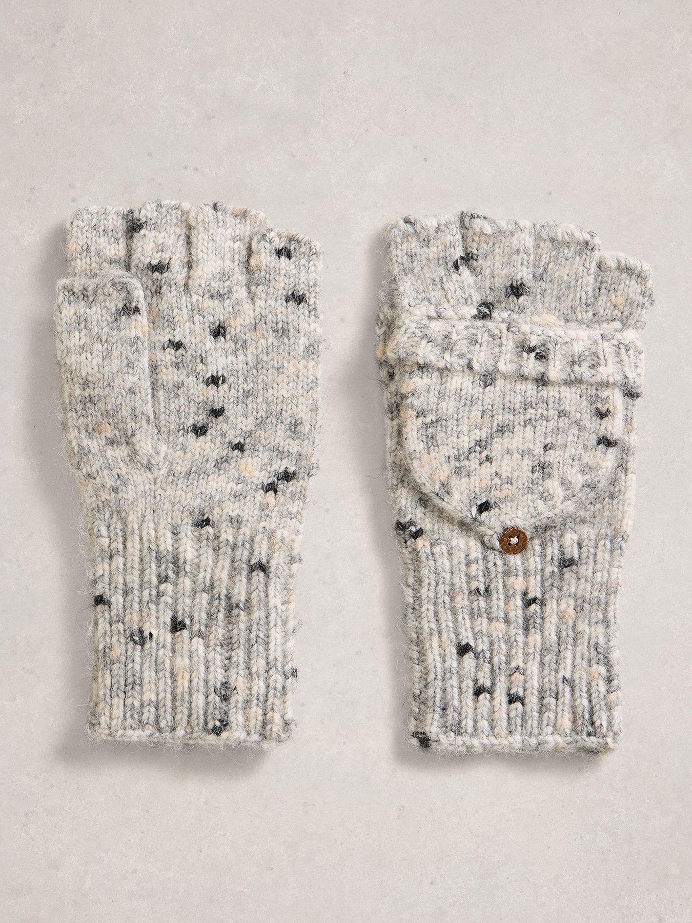 White Stuff Spacedye Flip Mitten Gloves - Grey