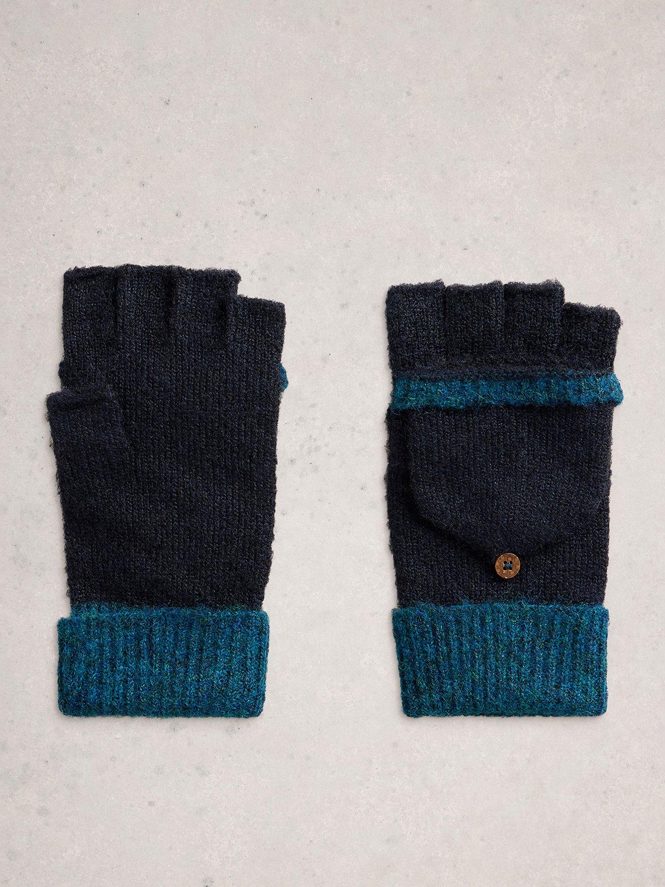 White Stuff Emma Knitted Flip Mitten - Blue