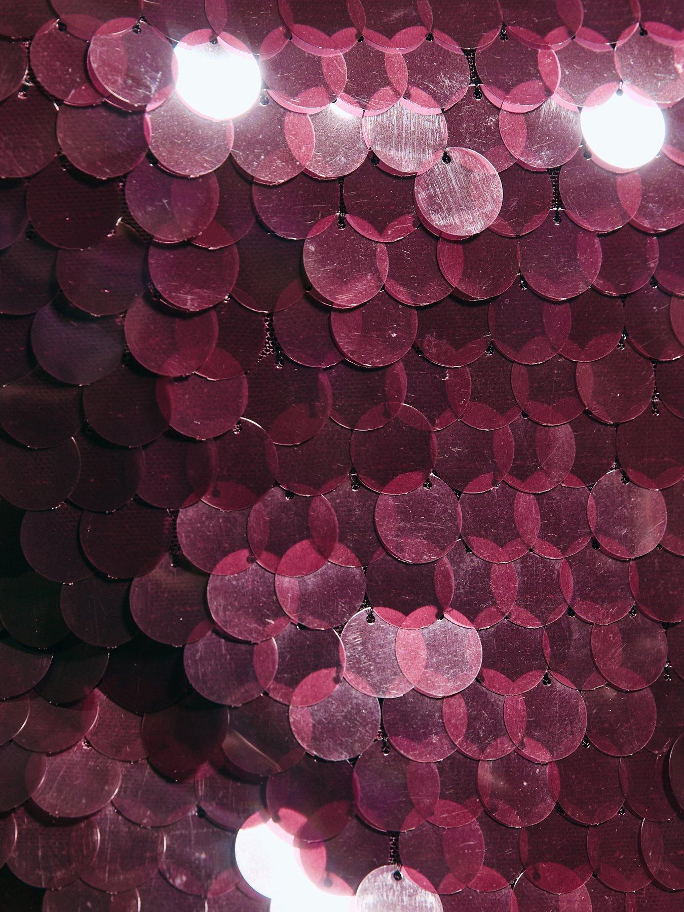 Image 6 of 6 of New Look Dark Burgundy Sequinned Short Sleeve Top