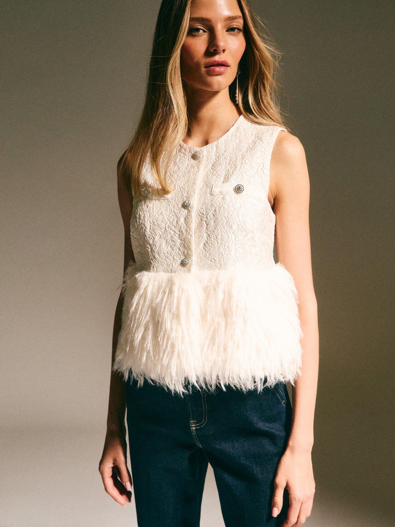 front image of new-look-faux-fur-hem-sleeveless-waistcoat-top-beige
