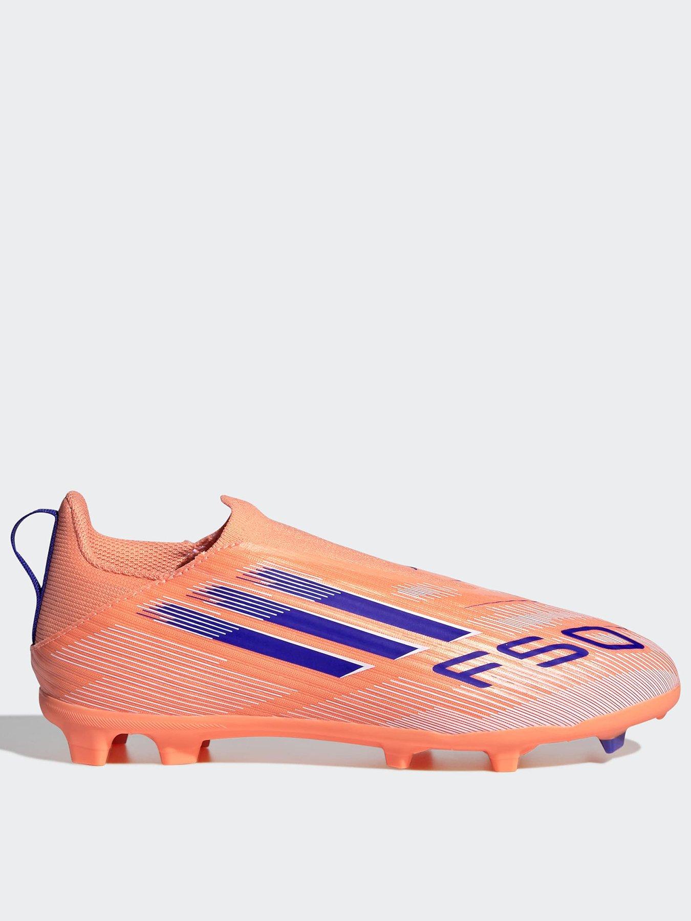  image of adidas-junior-f50-league-laceless-firm-ground-football-boot-orange