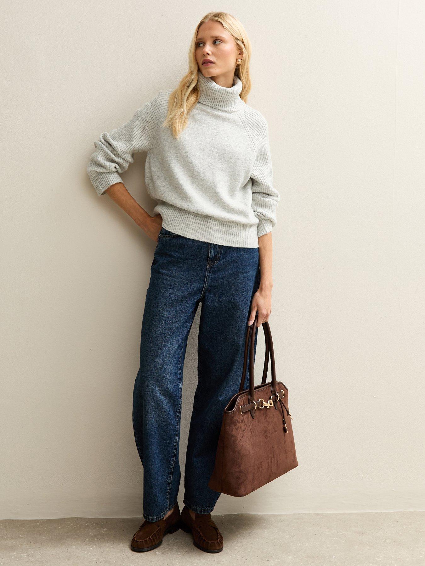  image of new-look-rib-roll-neck-jumper-grey