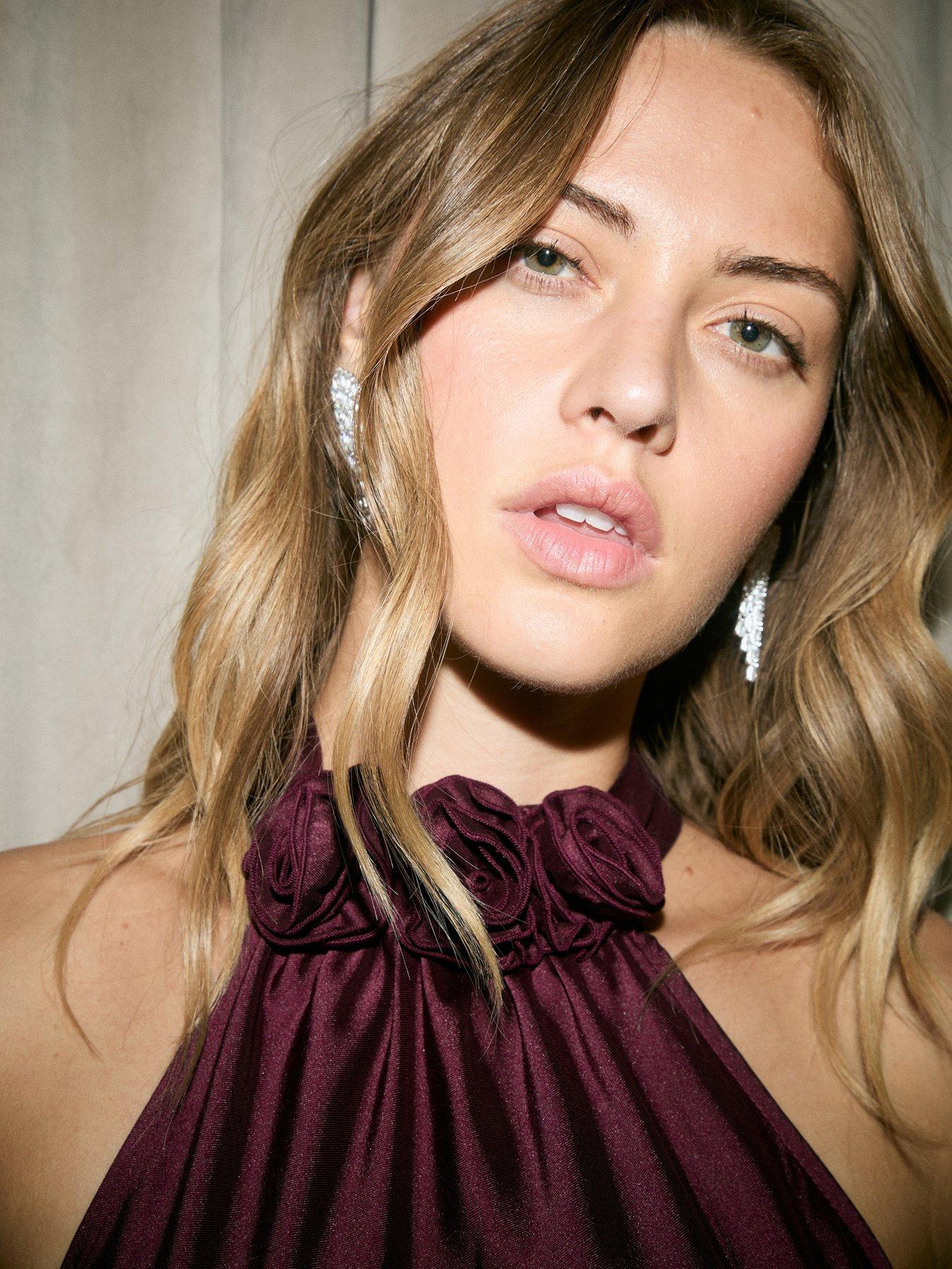  image of new-look-satin-halter-neck-midi-dress-burgundy