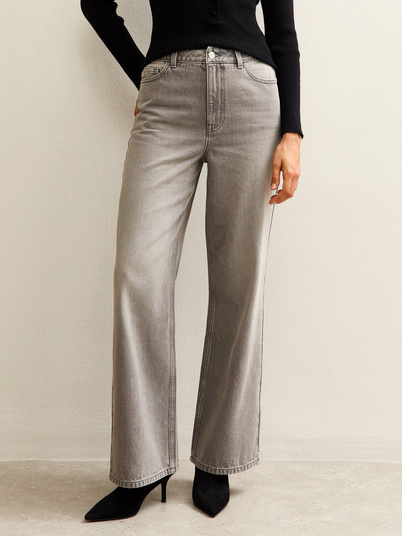 New Look Adalae High Waisted Wide Leg Jeans - Grey