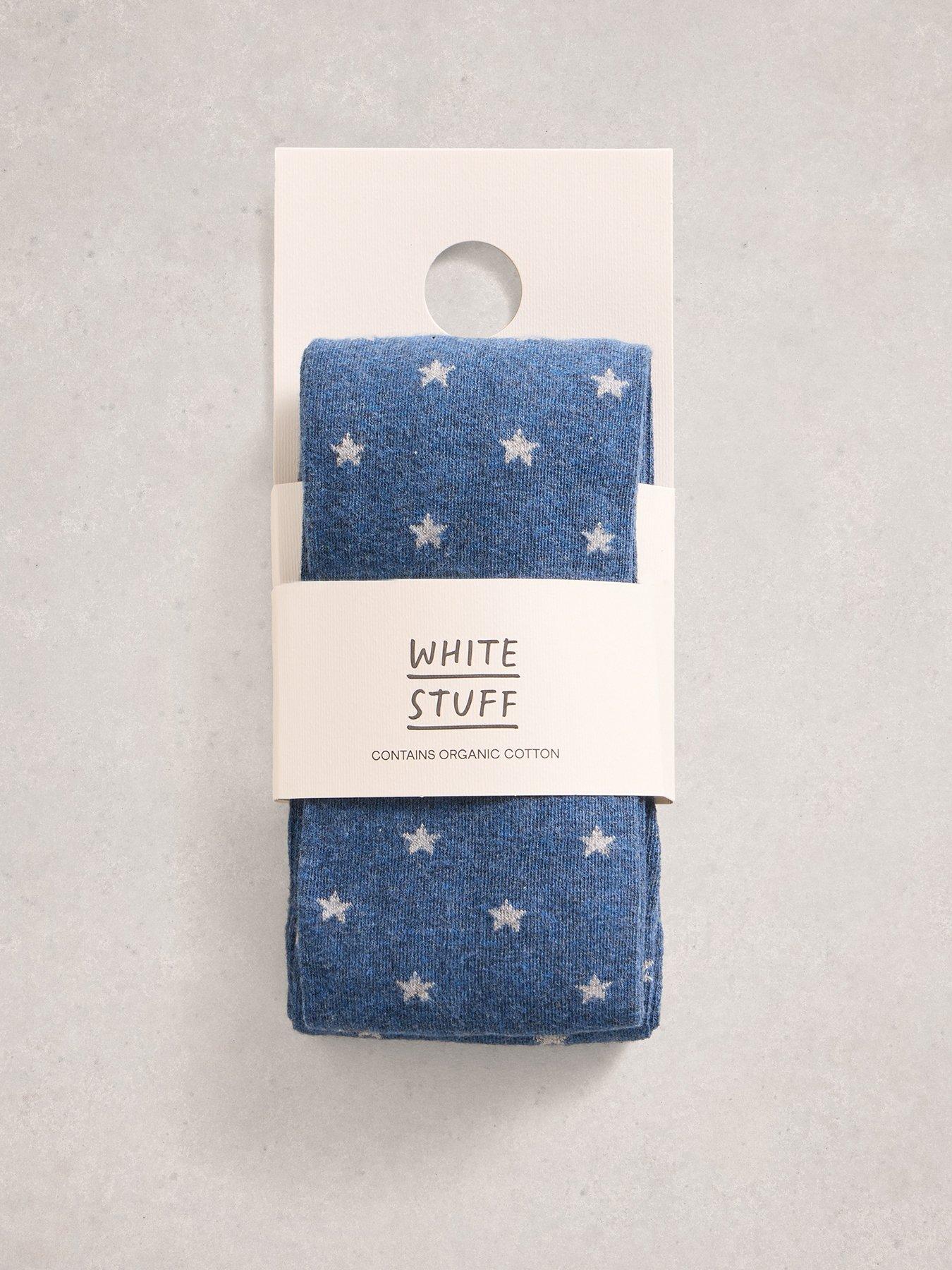  image of white-stuff-star-cotton-tights-blue