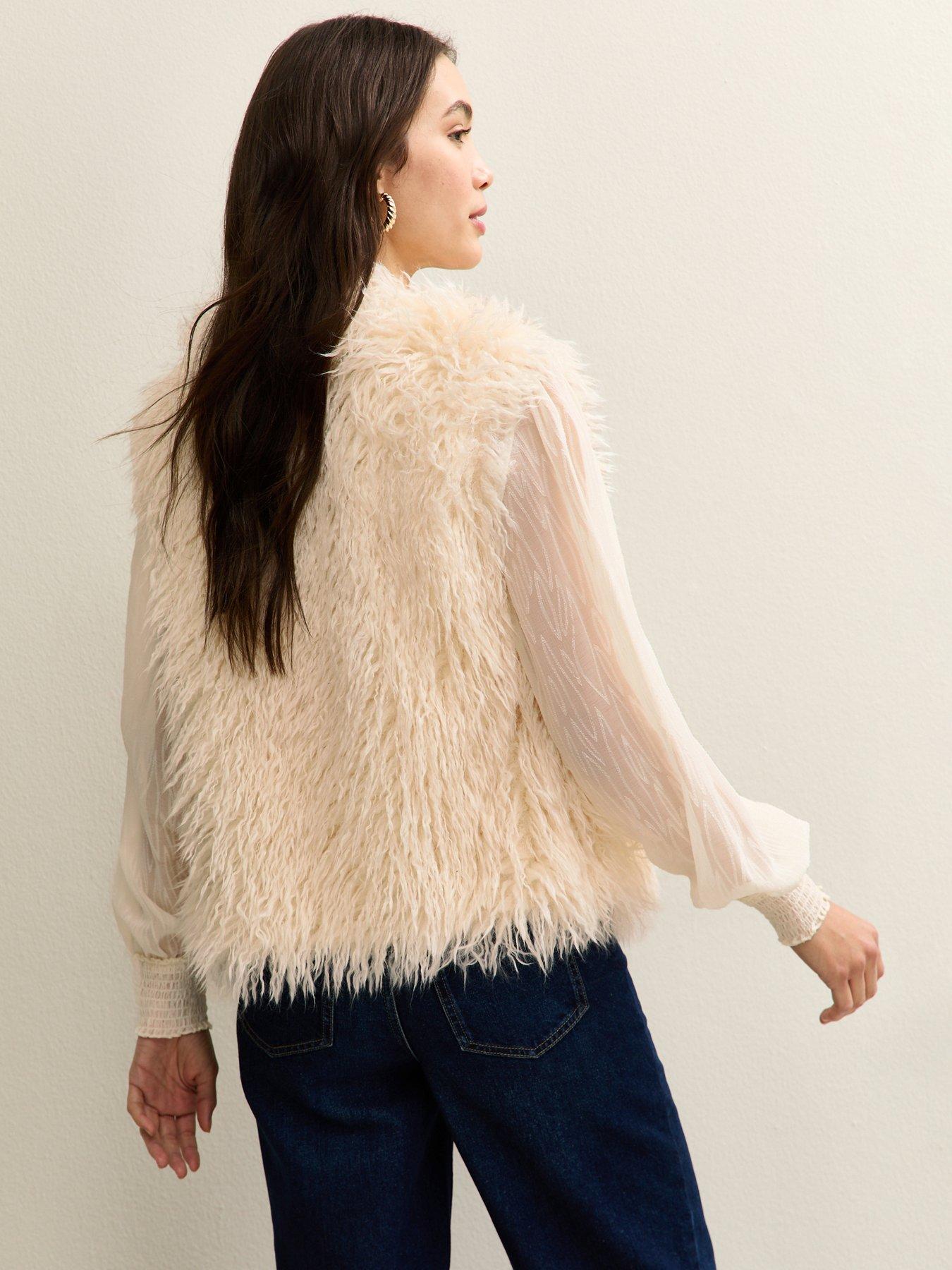 Image 2 of 5 of New Look Off White Faux Fur Gilet