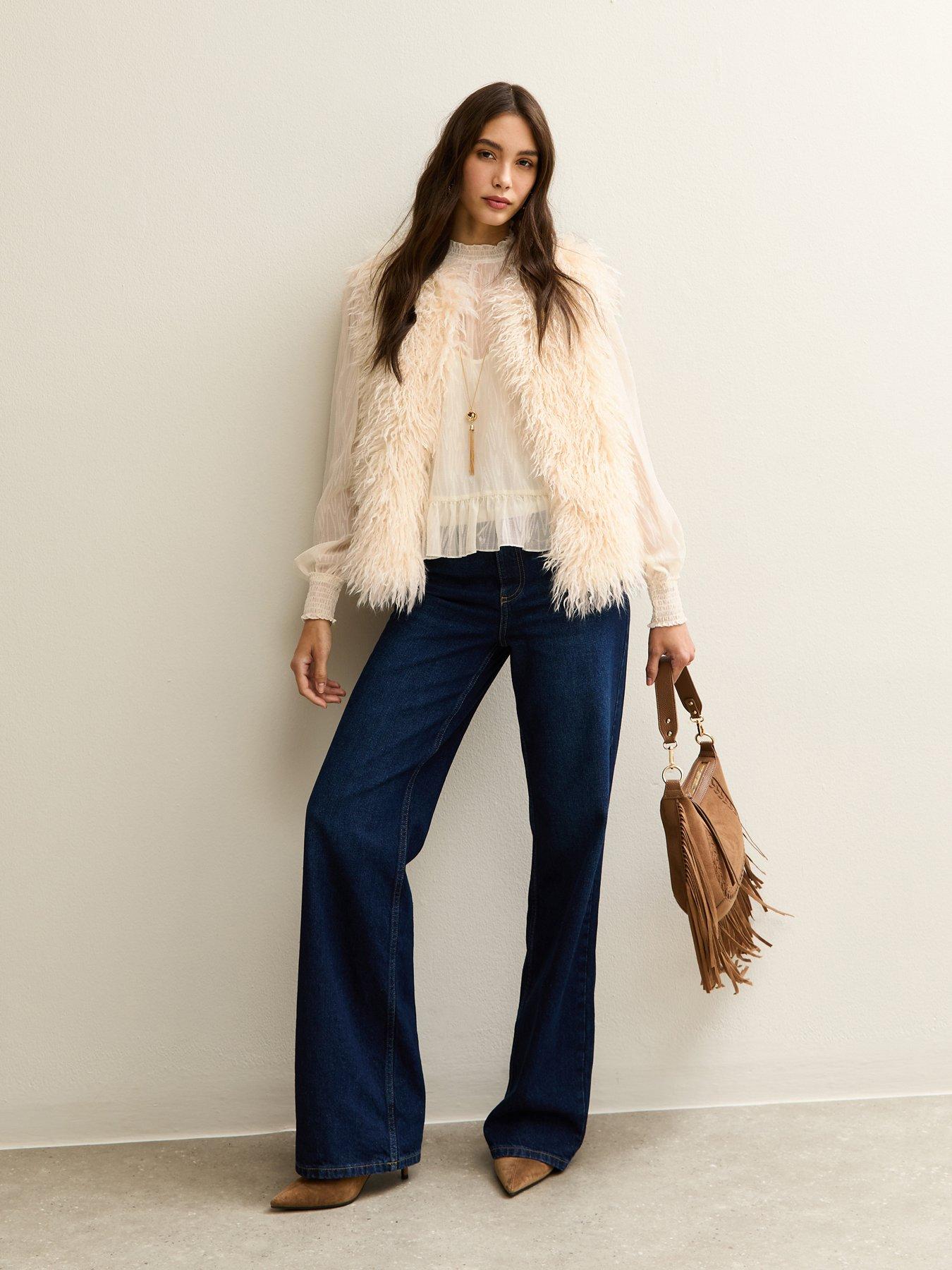 Image 3 of 5 of New Look Off White Faux Fur Gilet