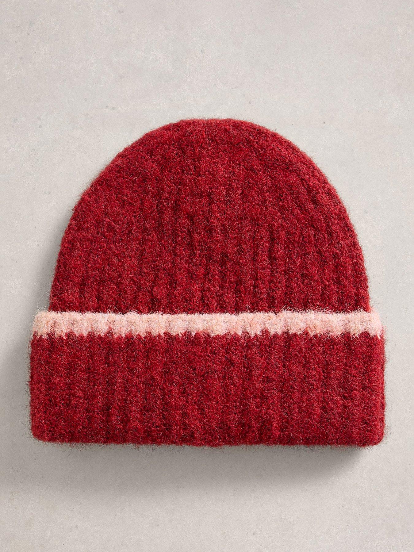 front image of white-stuff-emma-knitted-beanie-red