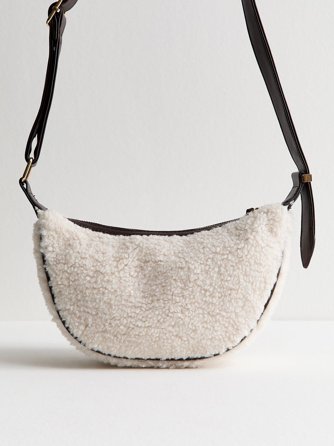 Image 3 of 5 of New Look Off White Borg Sling Cross Body Bag