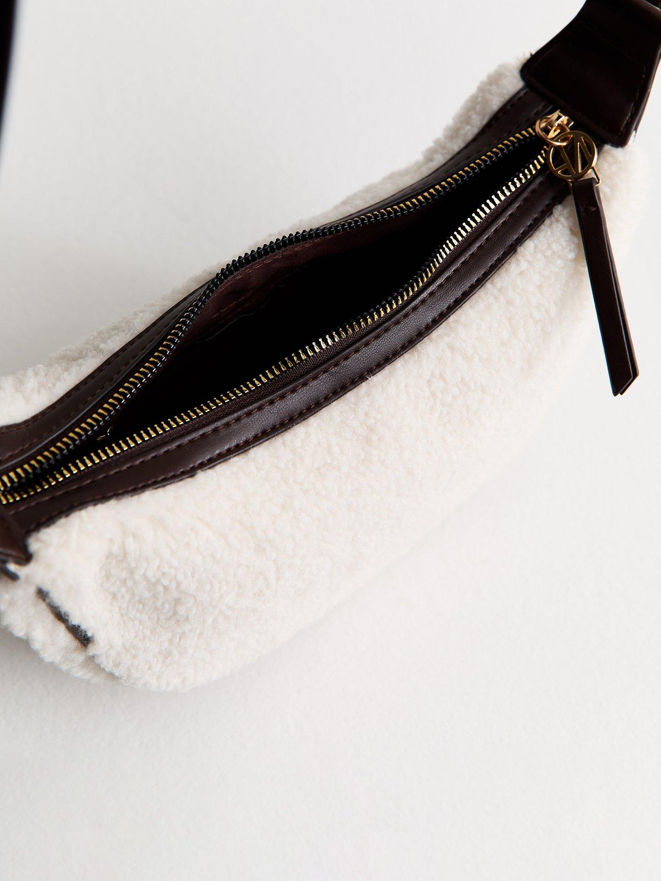 Image 4 of 5 of New Look Off White Borg Sling Cross Body Bag