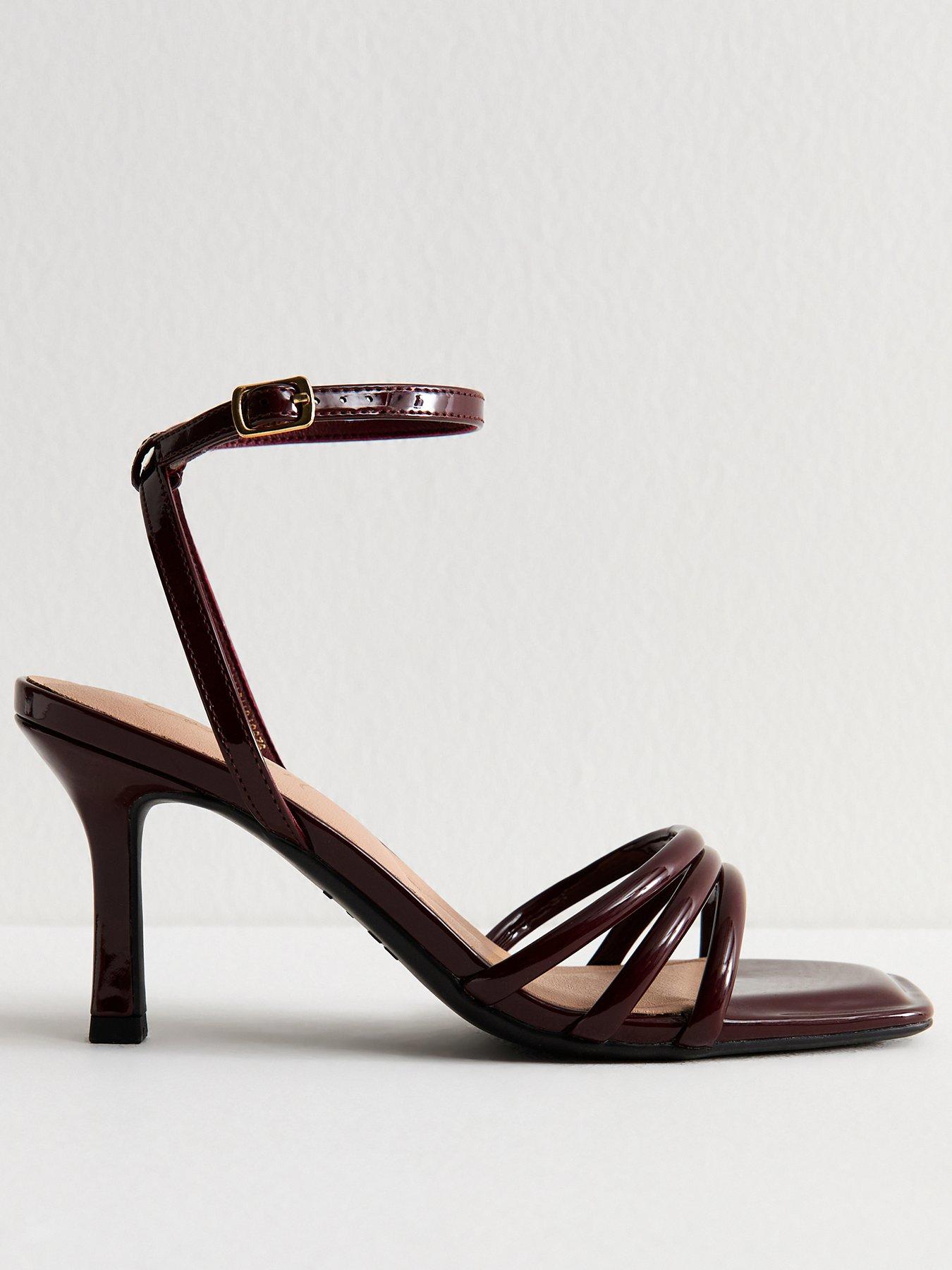 front image of new-look-dark-burgundy-strappy-stiletto-heel-sandals