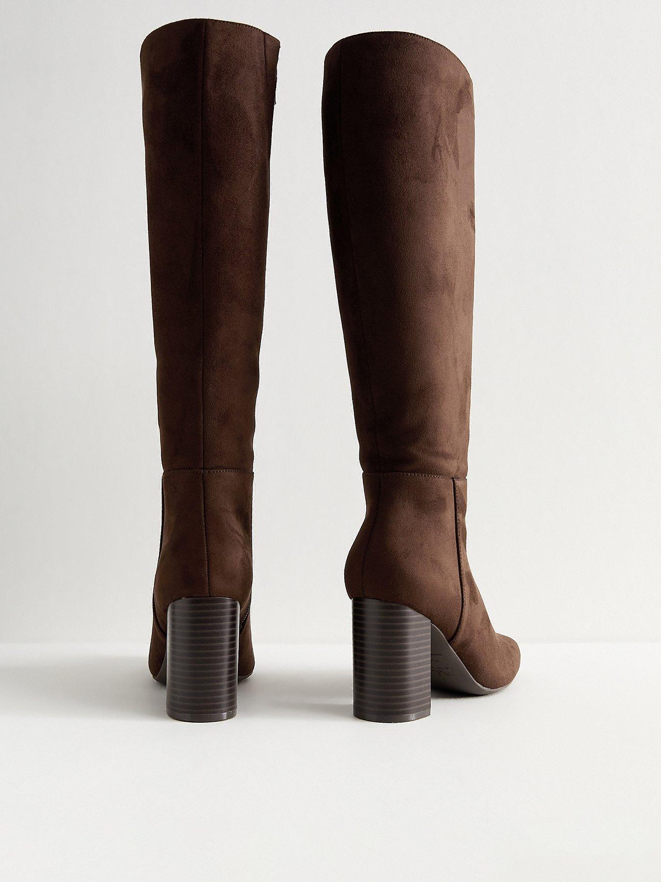  image of new-look-faux-suede-knee-high-boots-brown