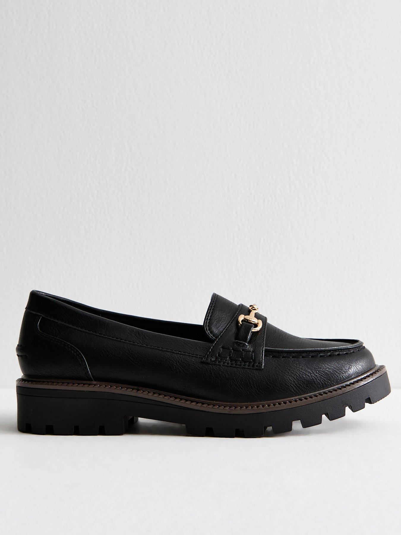 front image of new-look-faux-leather-buckle-detail-loafers-black