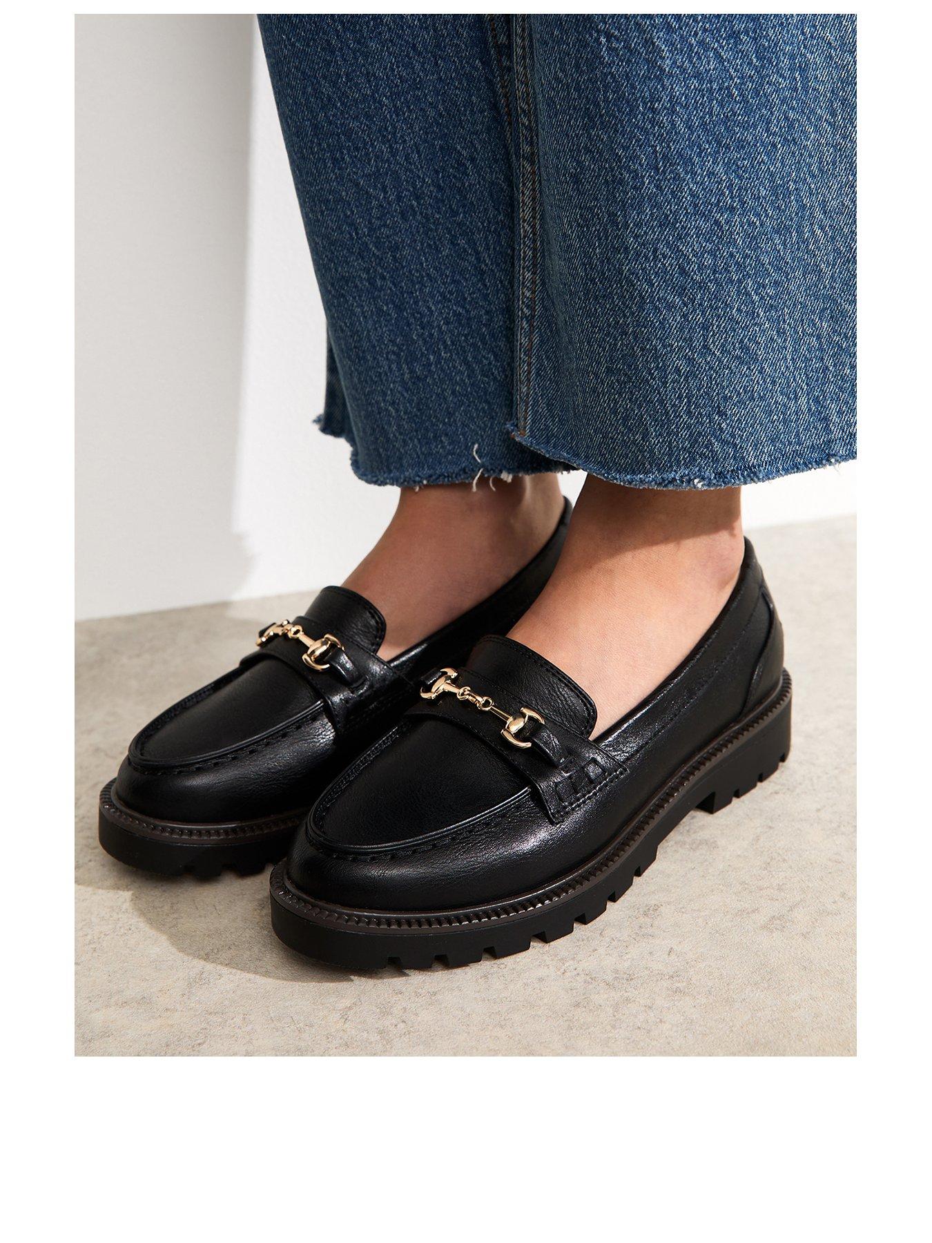  image of new-look-faux-leather-buckle-detail-loafers-black