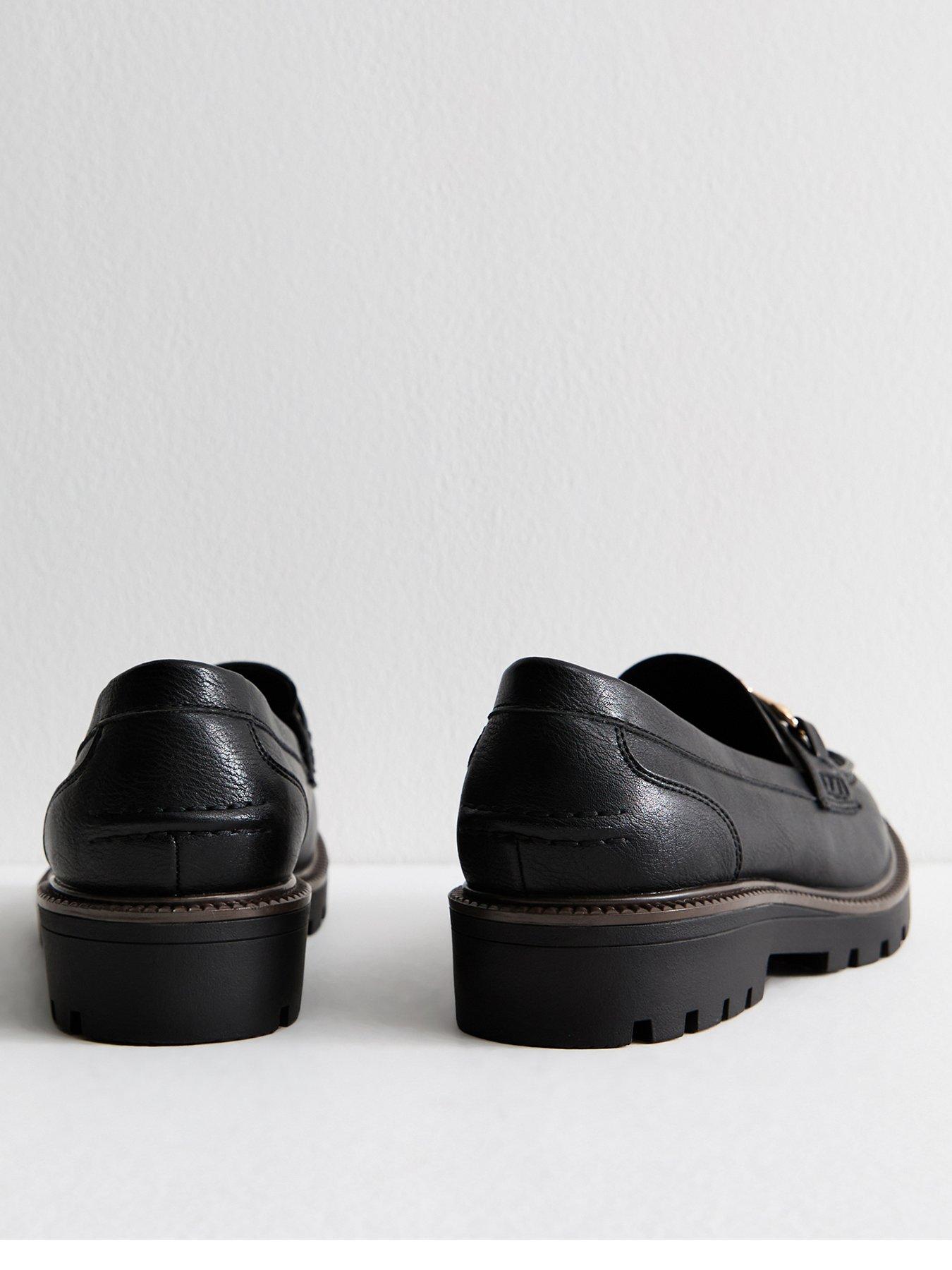  image of new-look-faux-leather-buckle-detail-loafers-black