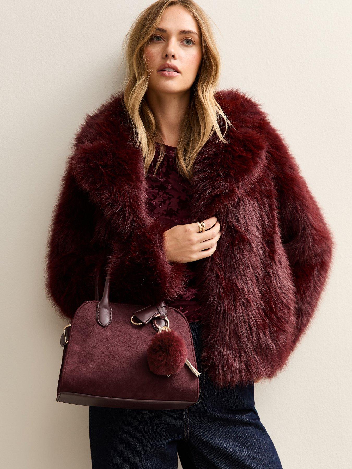 New Look Faux Suede Small Shopper Bag - Burgundy