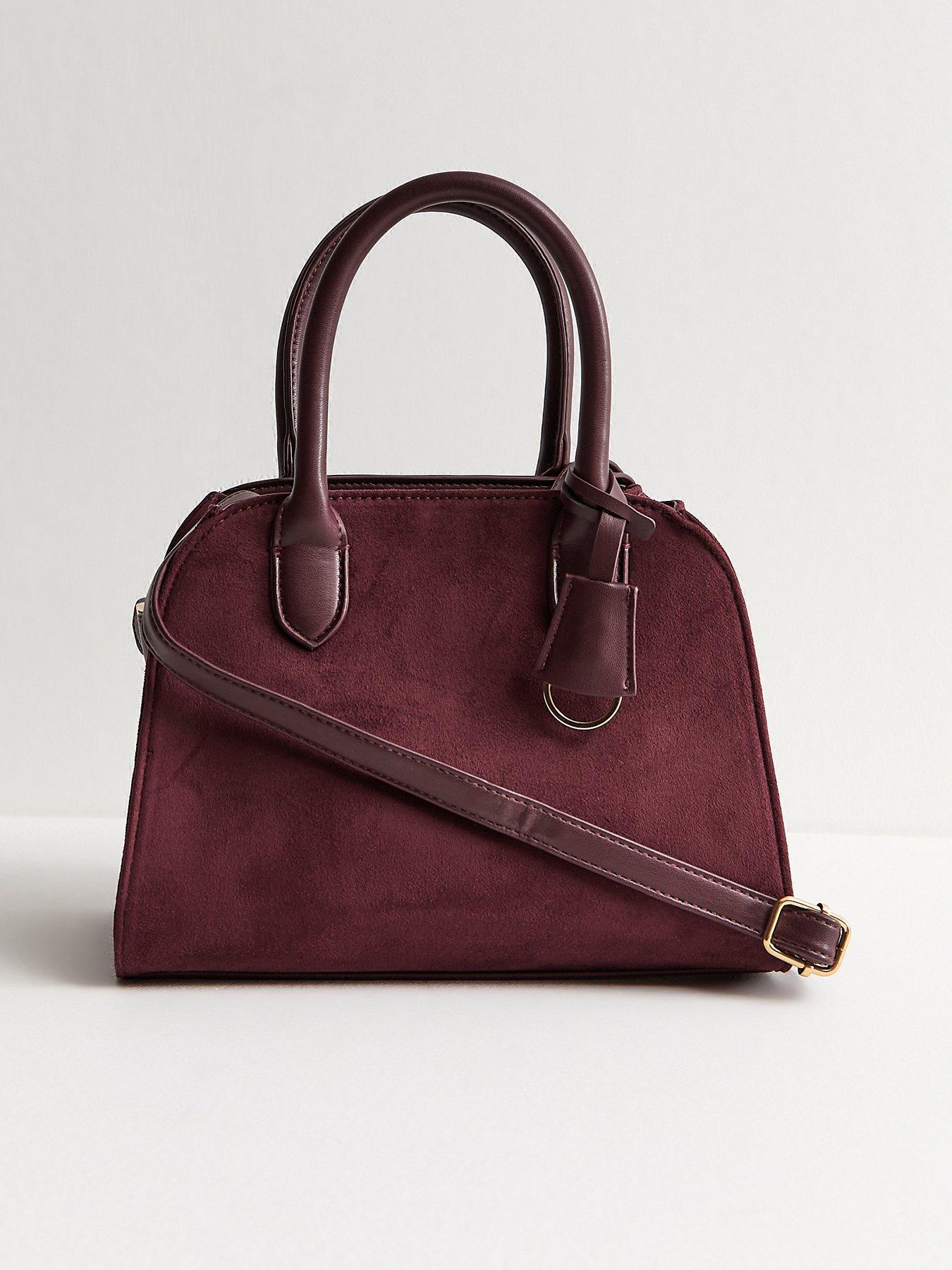 stillFront image of new-look-faux-suede-small-shopper-bag-burgundy