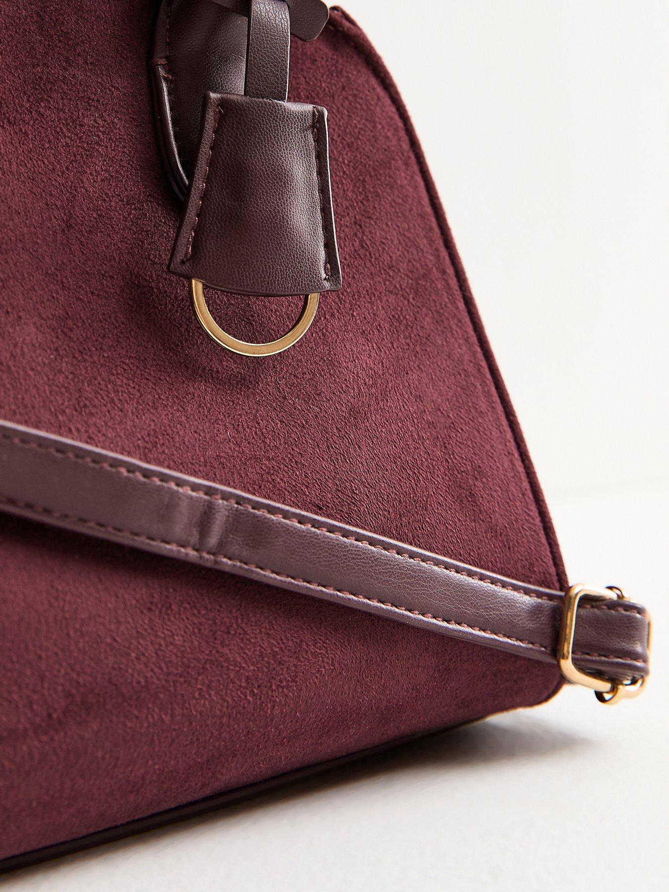  image of new-look-faux-suede-small-shopper-bag-burgundy